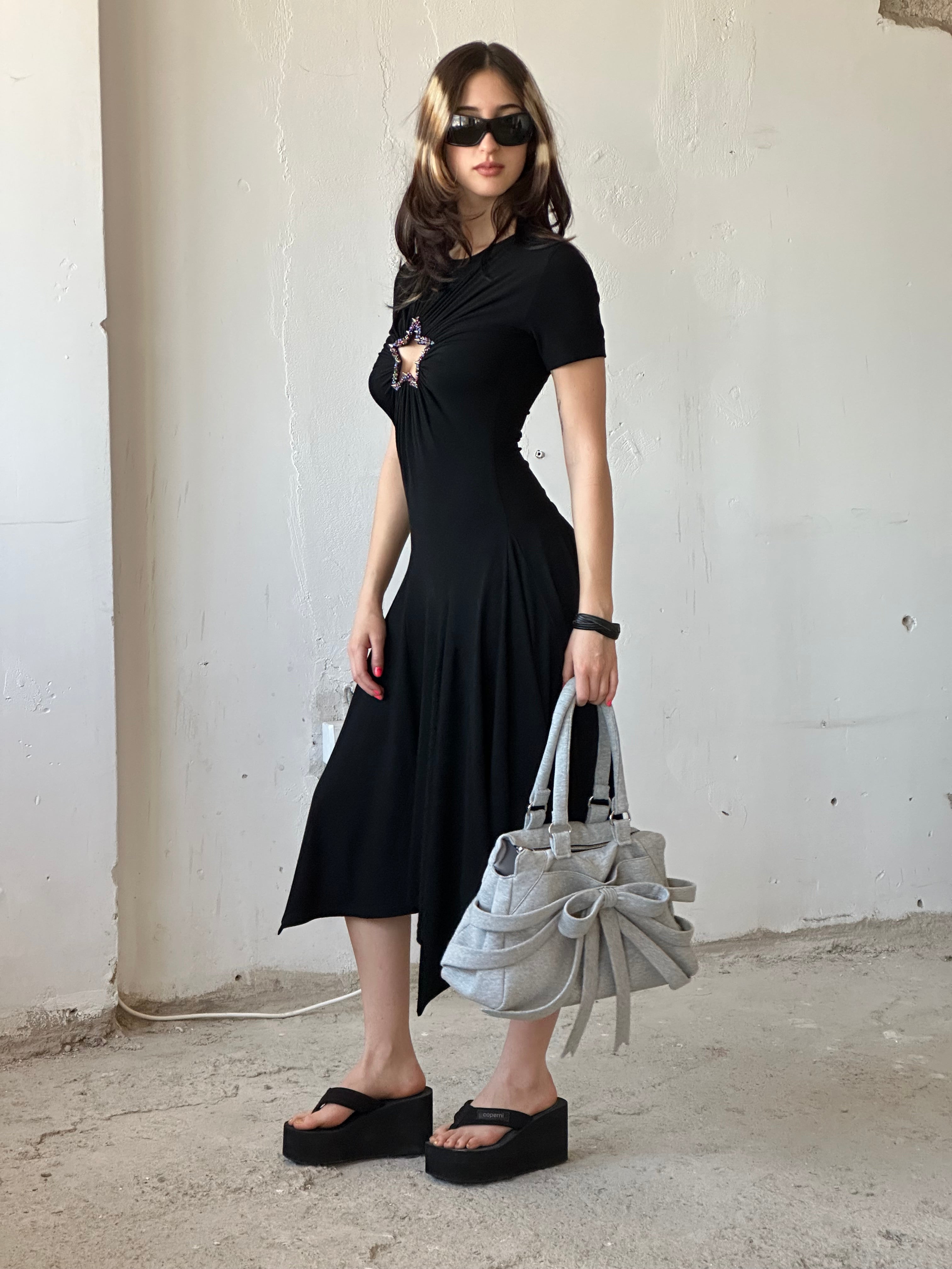 Black Star Emroidered Dress