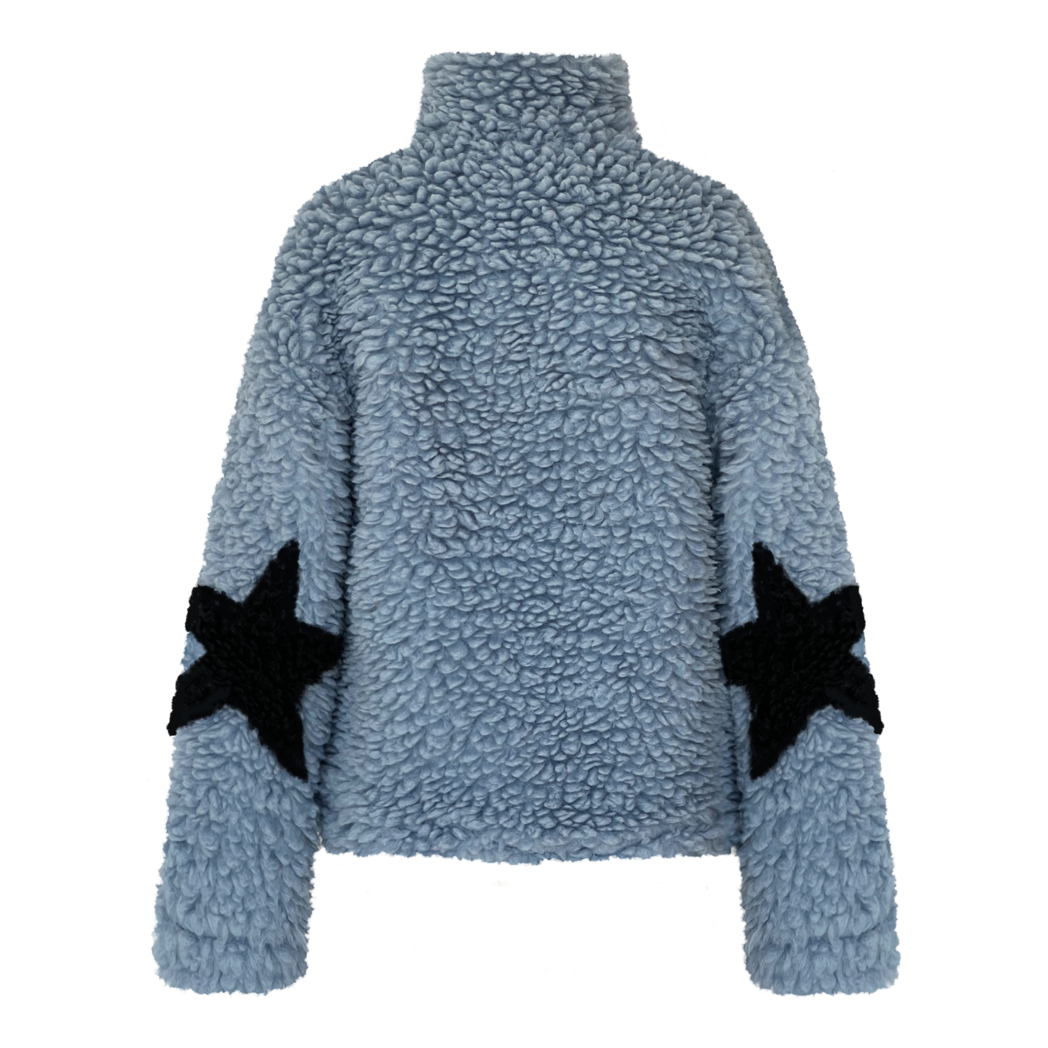 Blue fleece jacket with a black star design