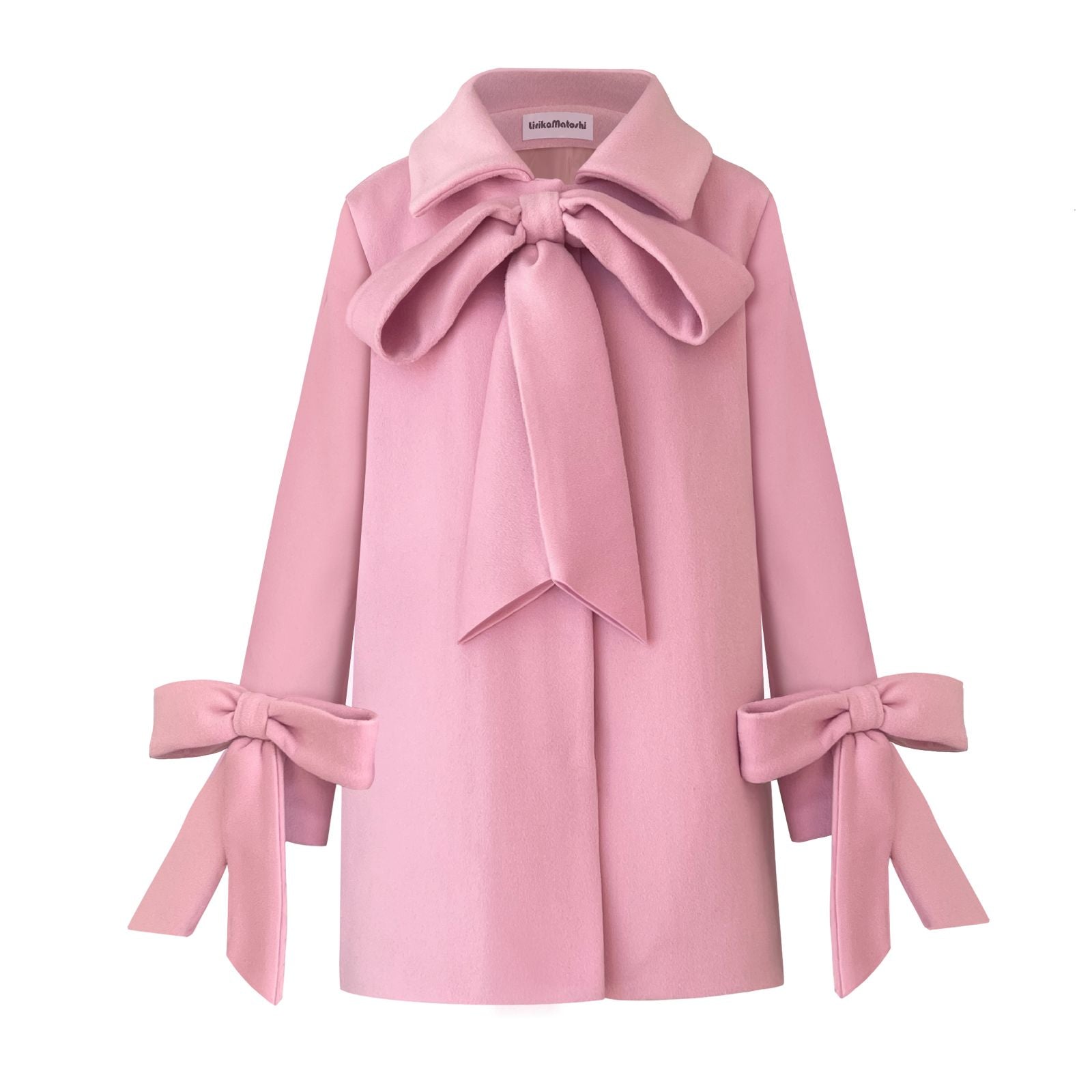 pink coat with bows