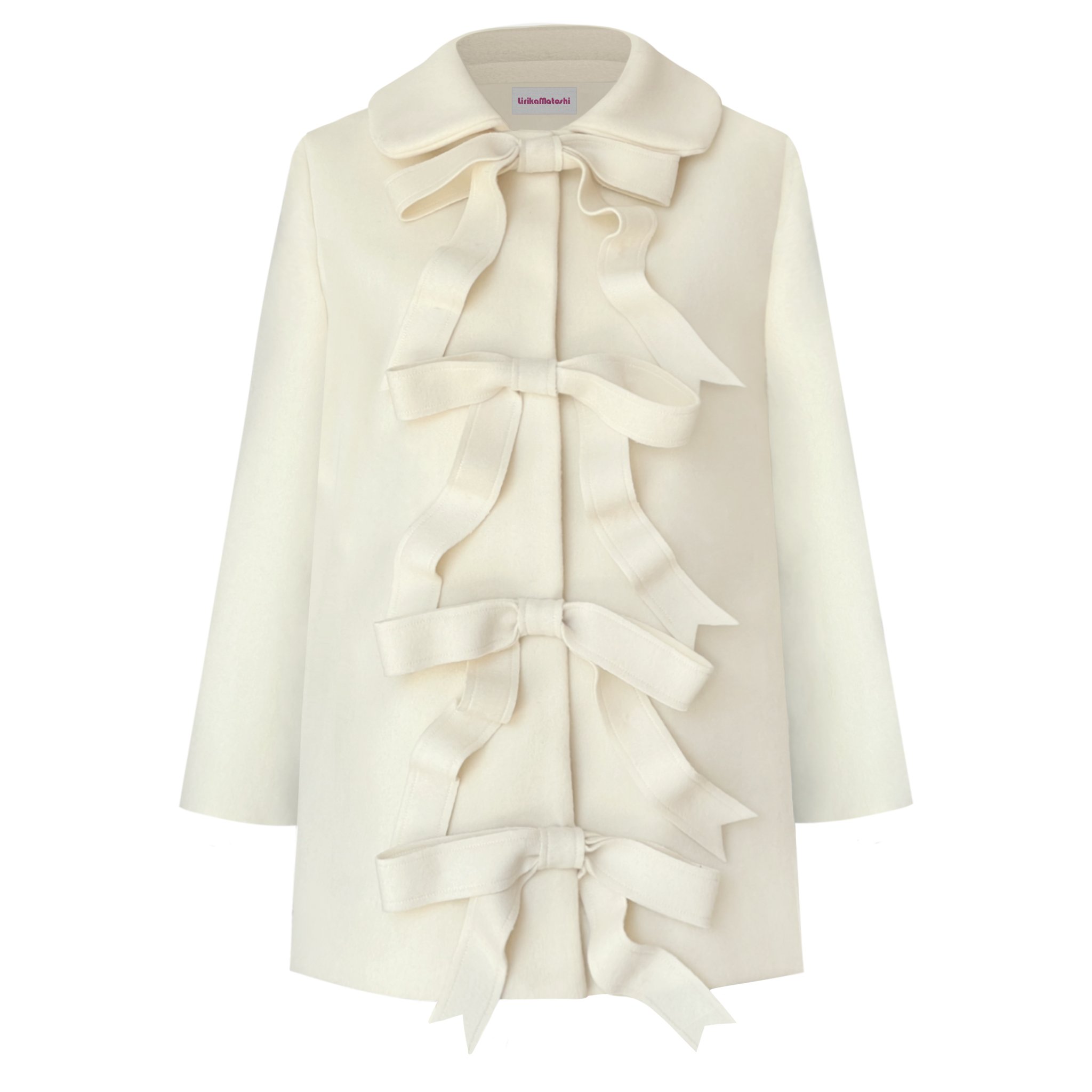 Cream coat with embroidered bow details