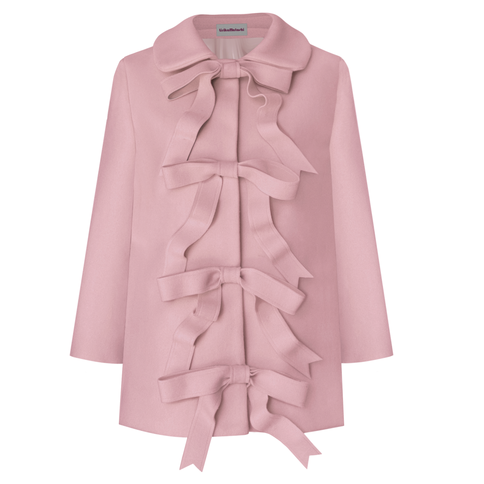 Pink coat with embroidered bow details