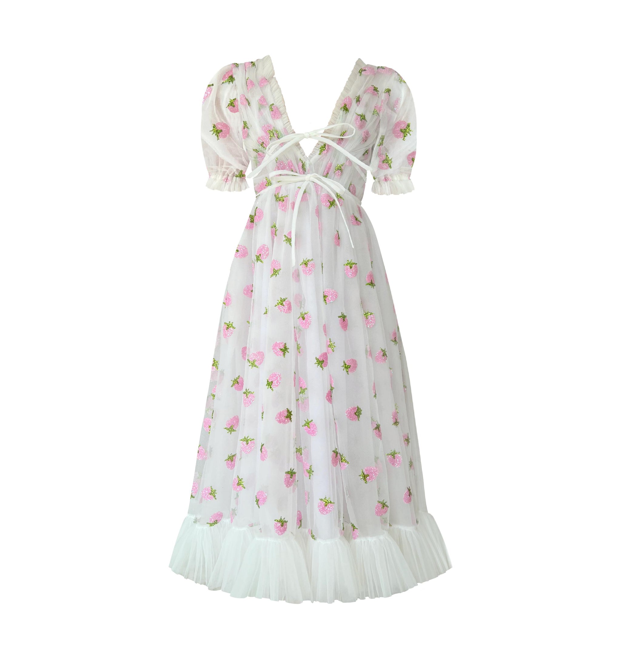 Strawberry Midi Dress White XS Strawberry Midi Dress White XS
