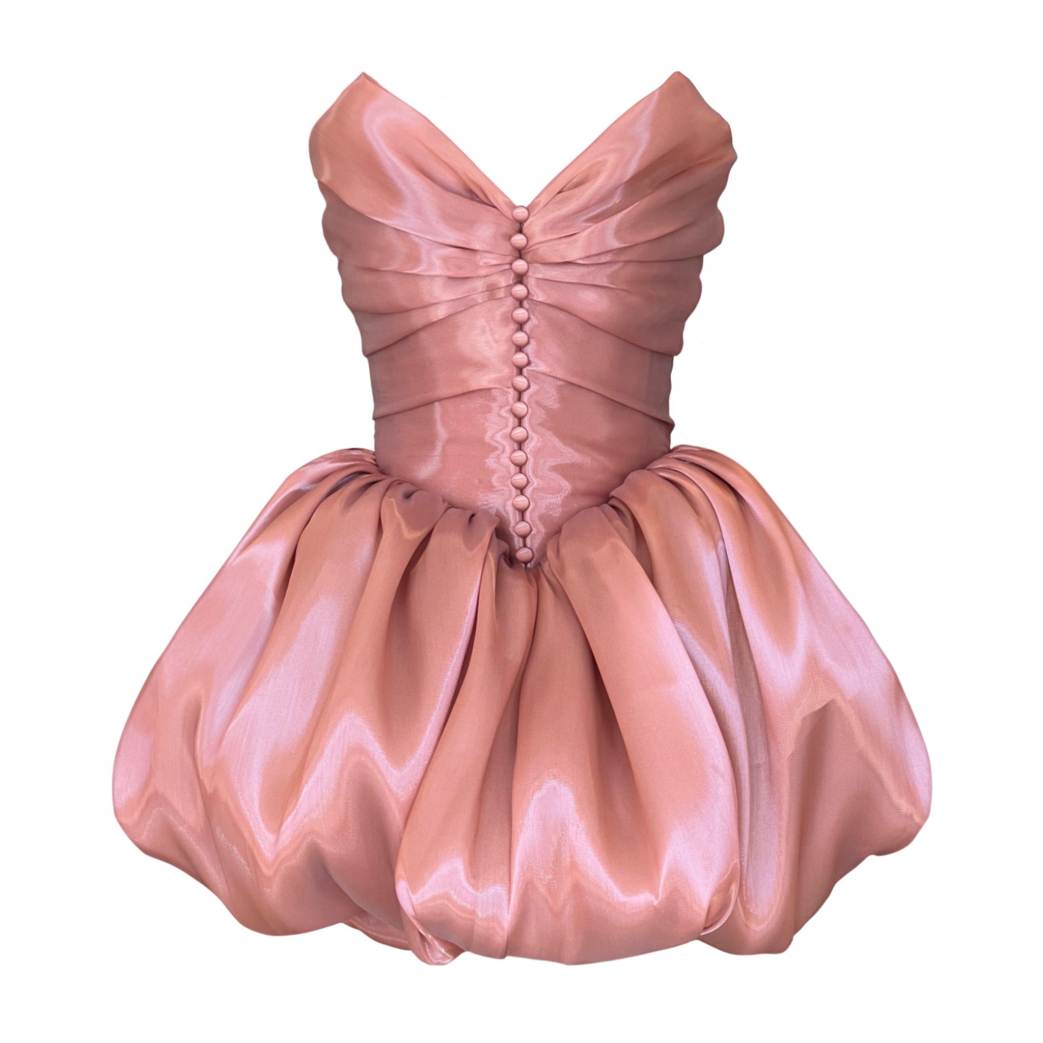 Pink mini dress with ruffles