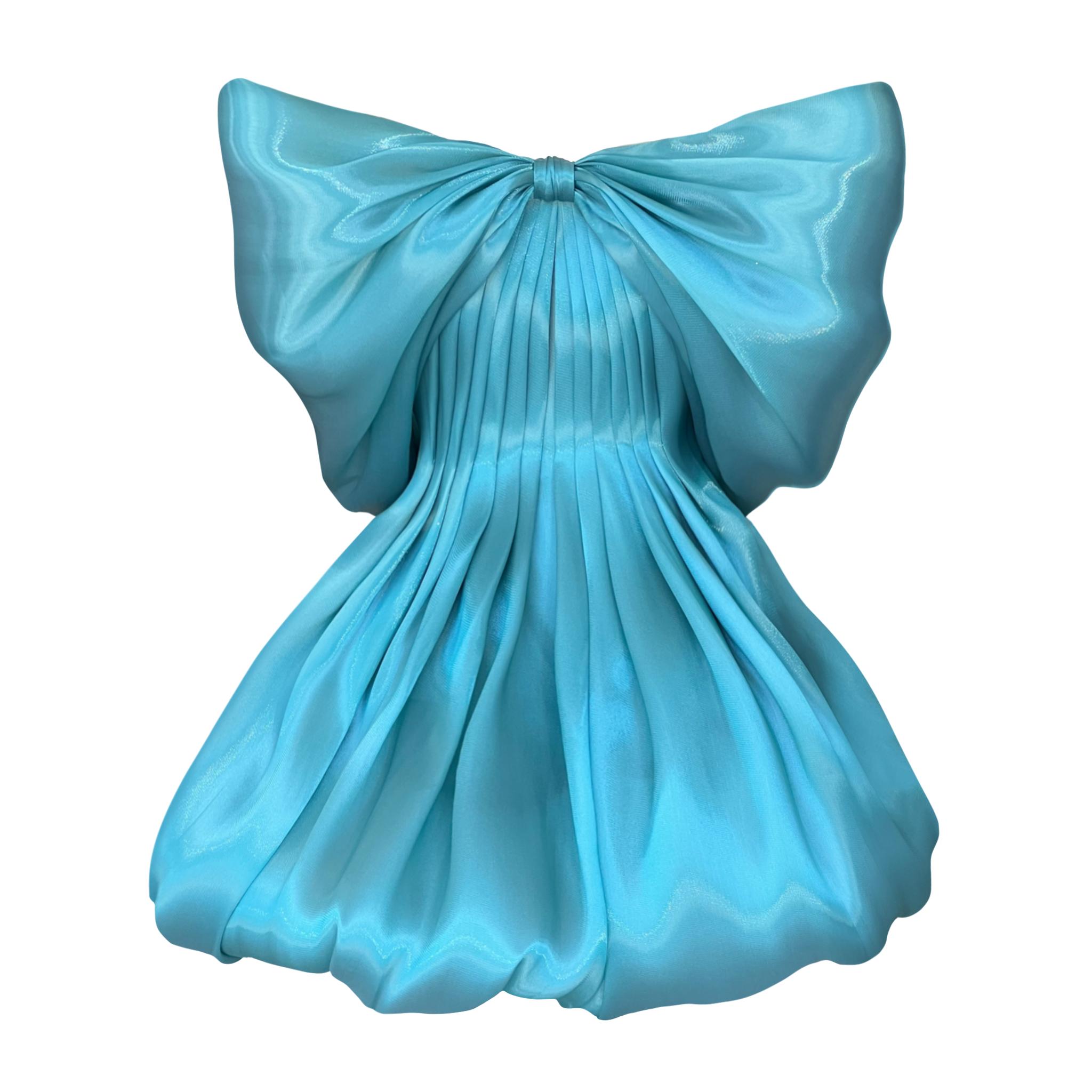 Blue mini dress with ruffles