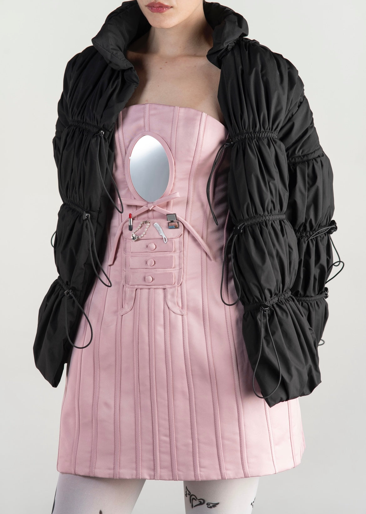 Ruffled Black Puffer Jacket