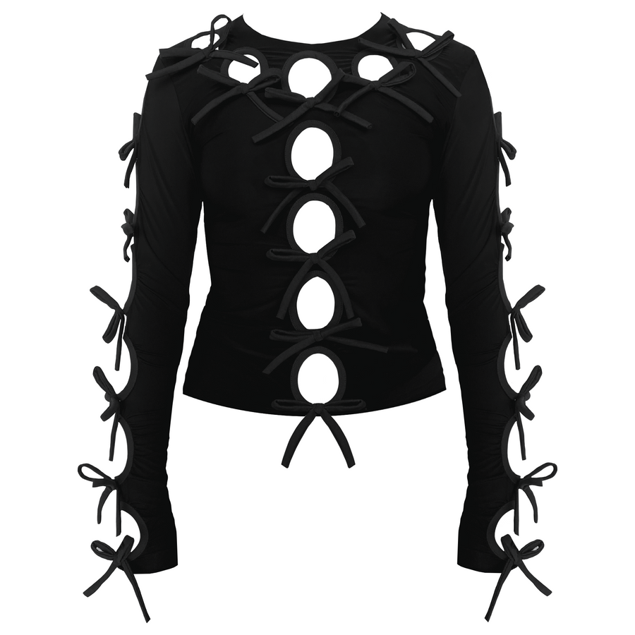 top made from spandex with black bows