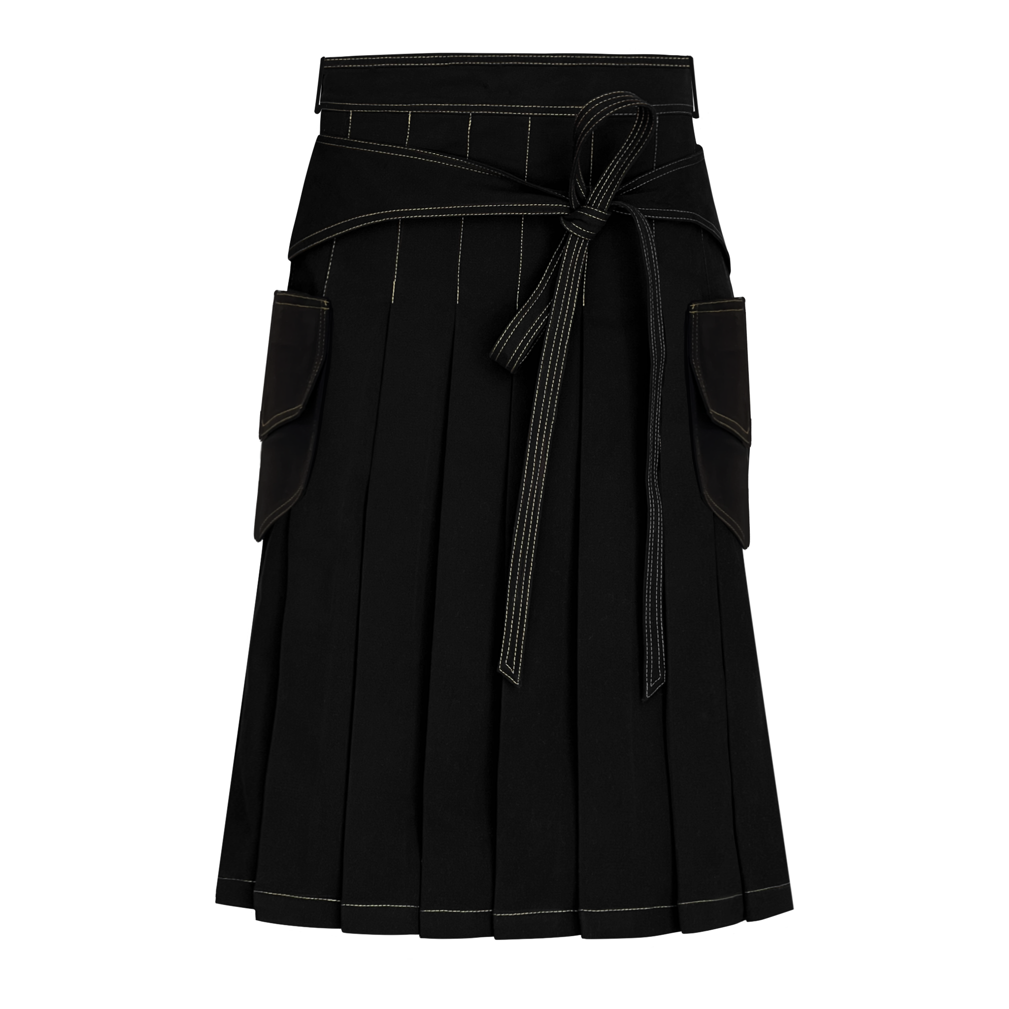 Black Pleated Midi Skirt