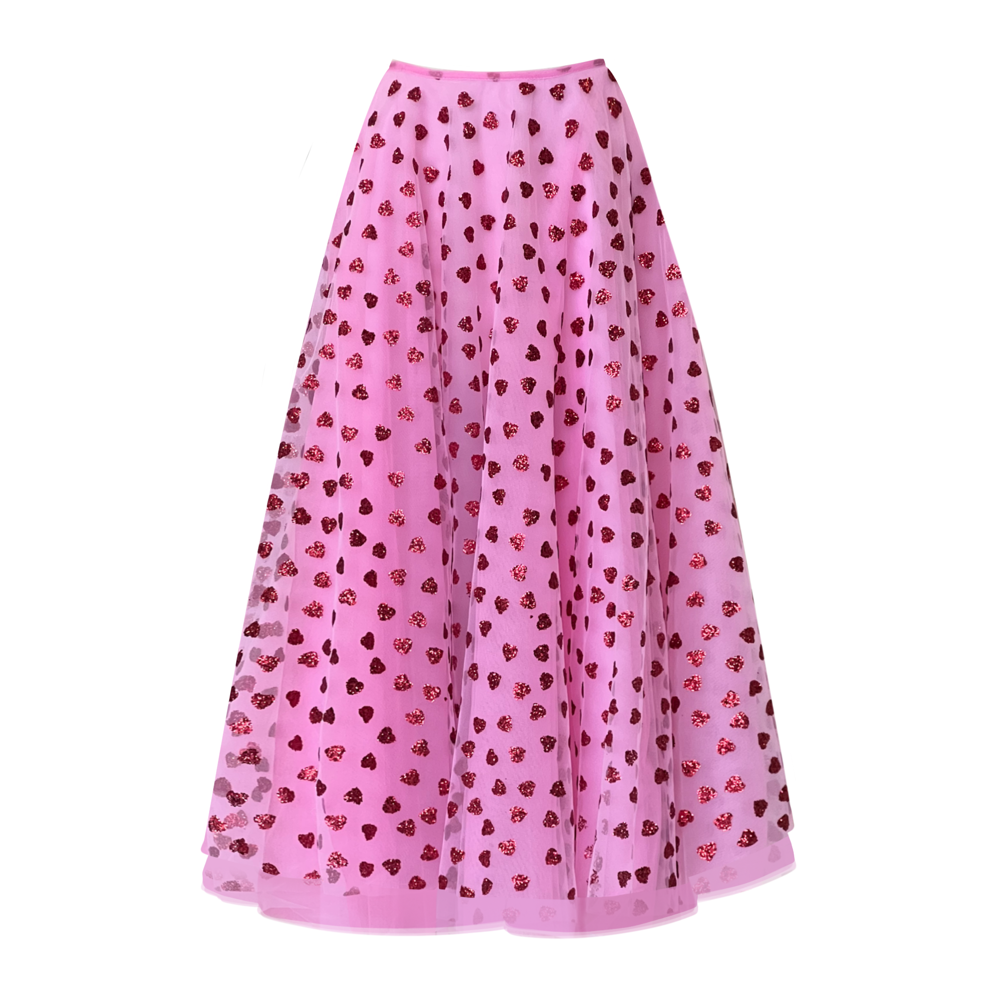 Pink midi skirt with hearts