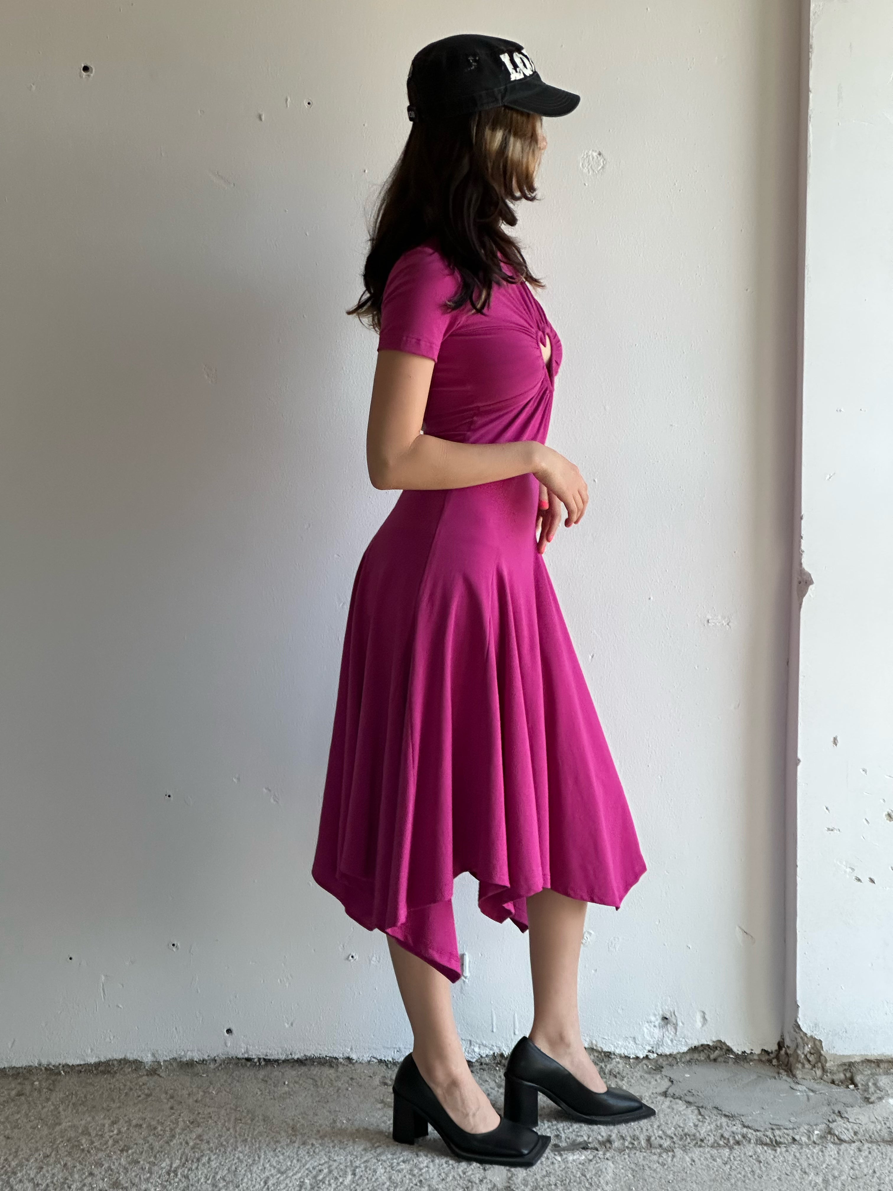 Fuchsia Heart Cutout Dress