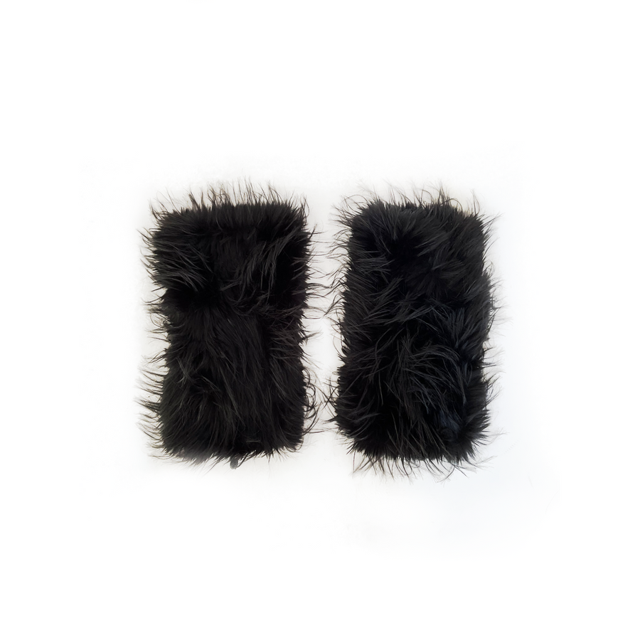 Black fuzzy leg warmers with fur