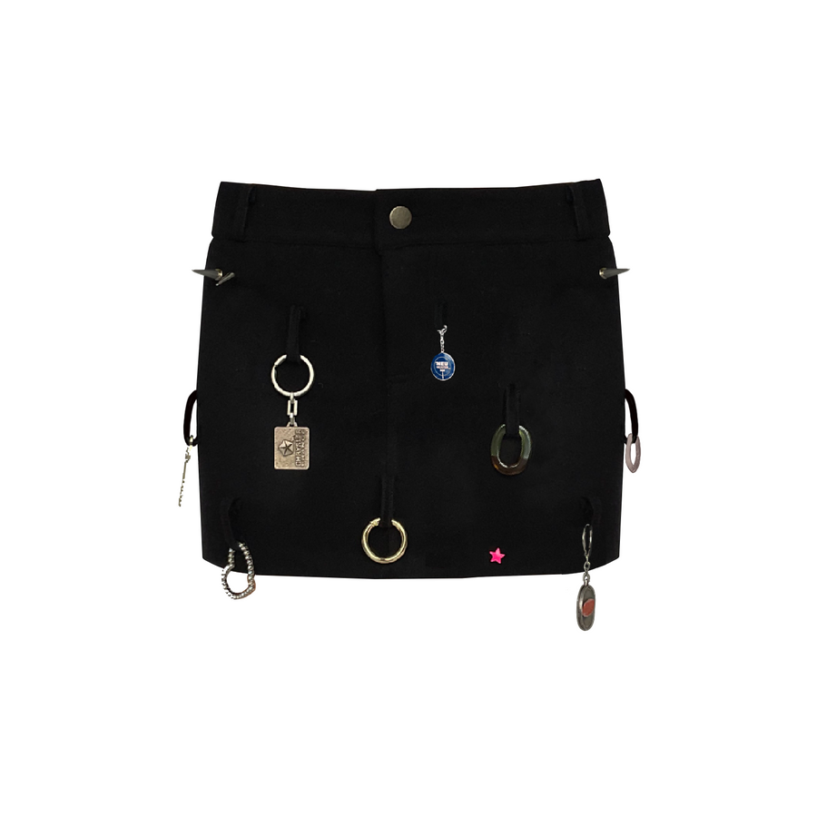 Black skirt with keychains