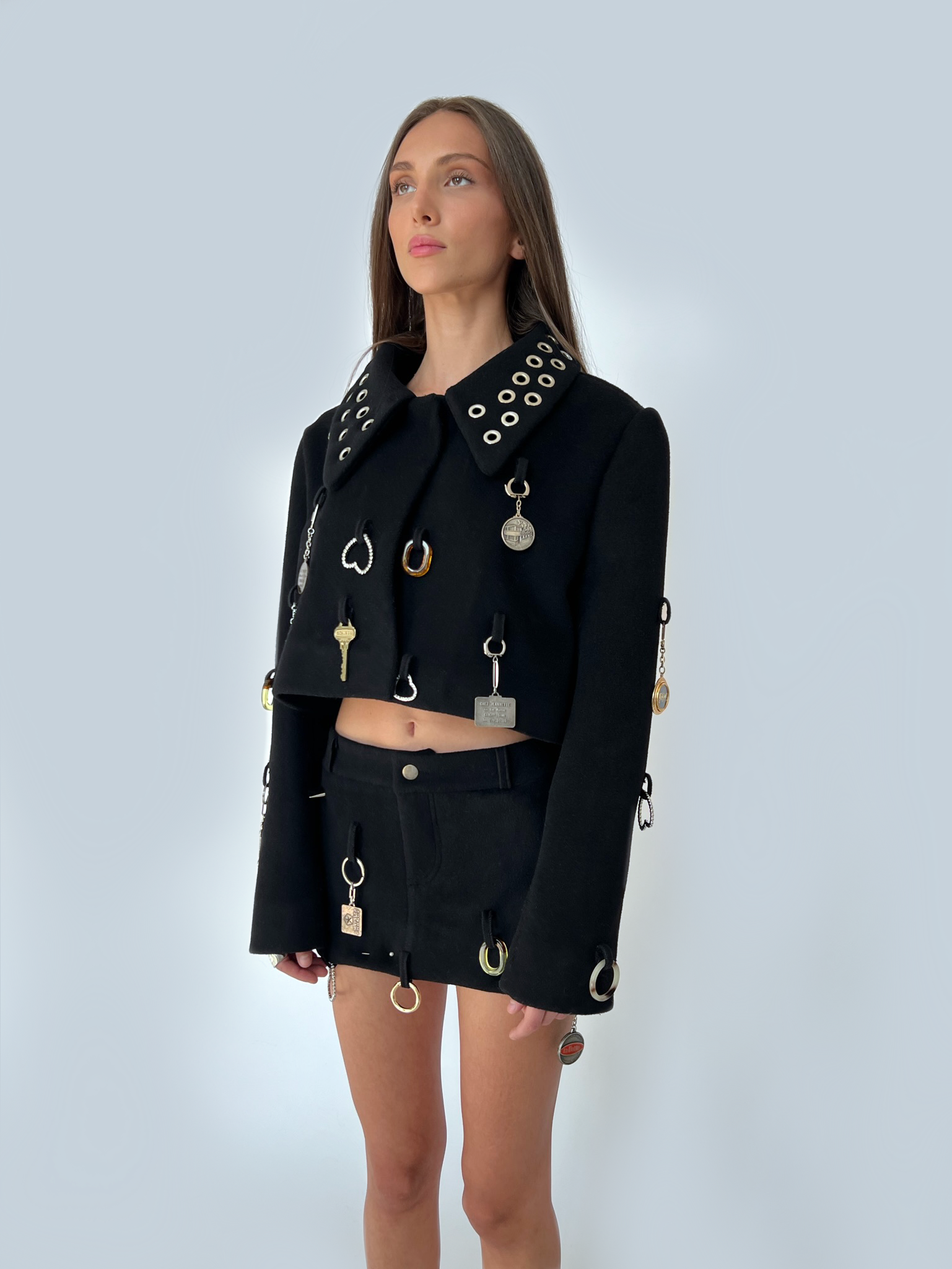 Black skirt with keychains