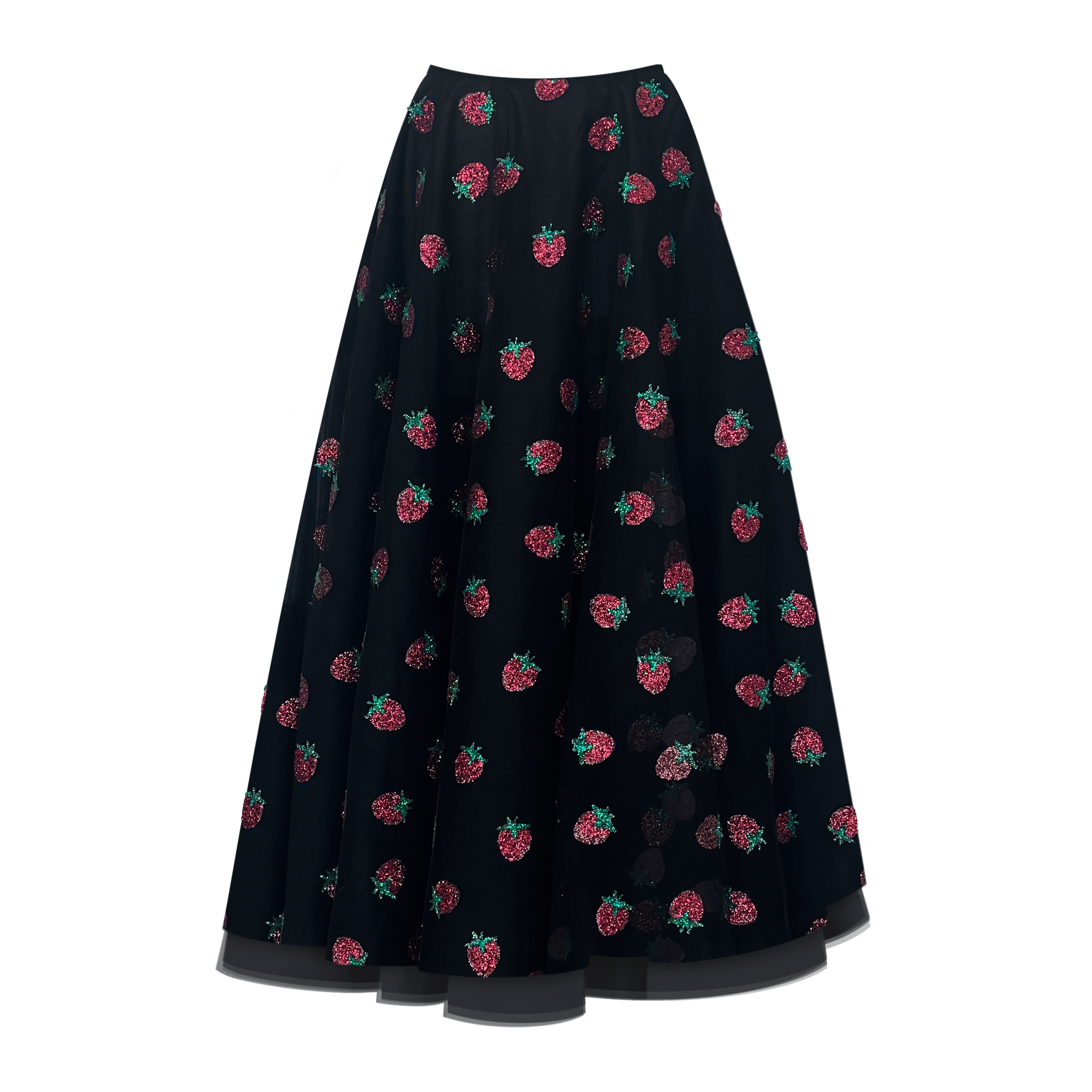 Black strawberry tulle skirt