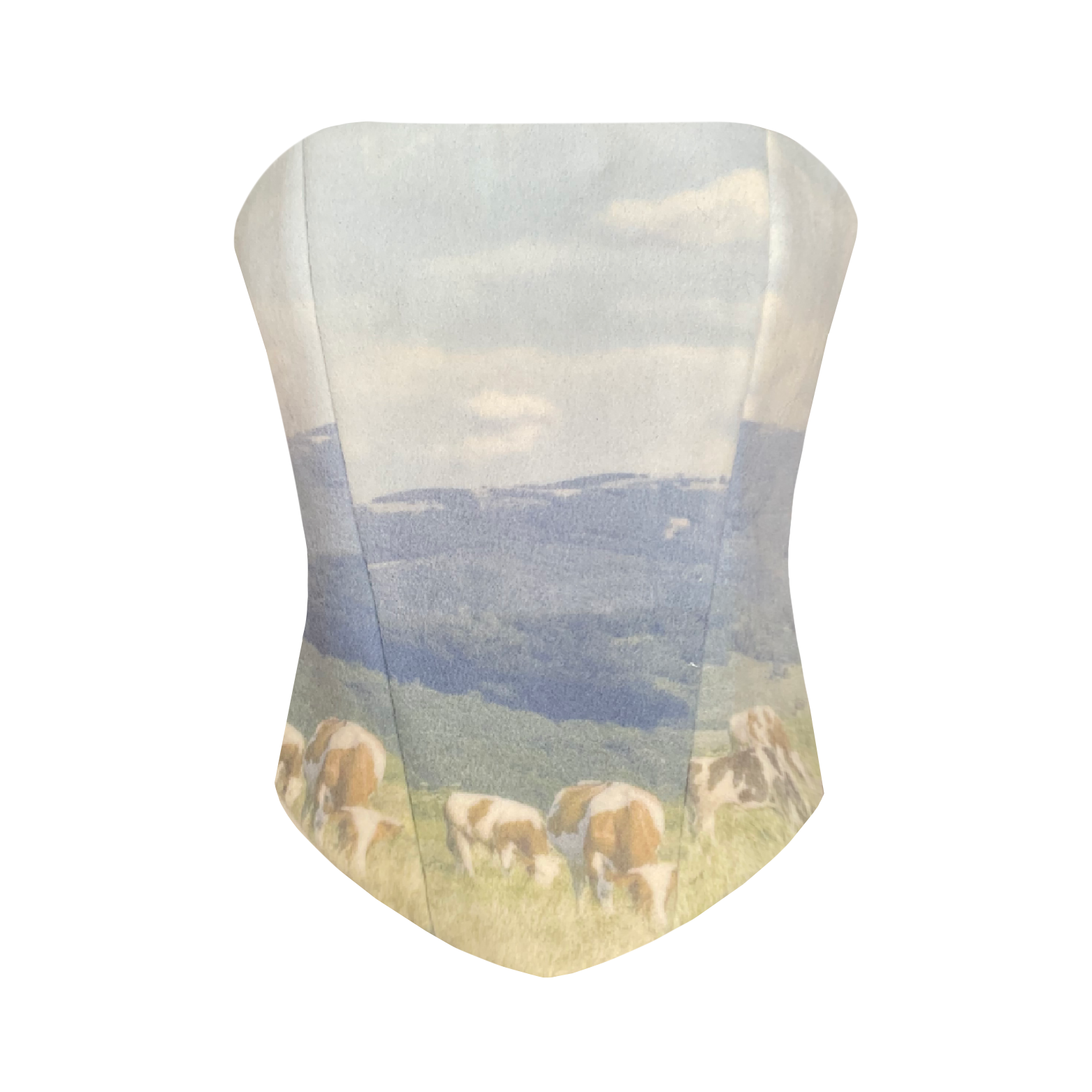 Corset with printed nature landscape
