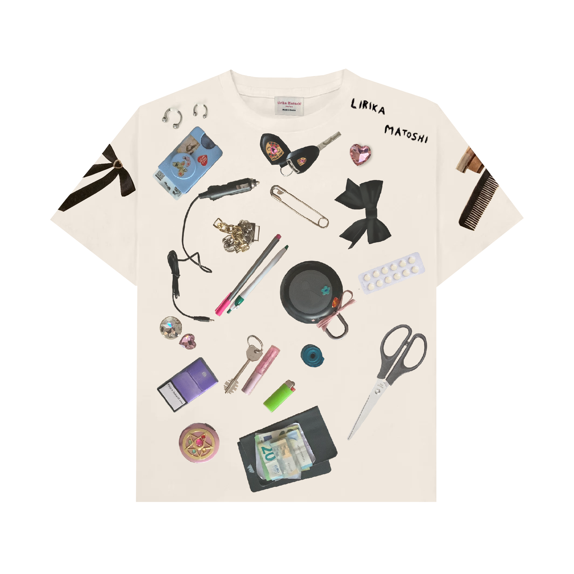 Beige shirt with printed items