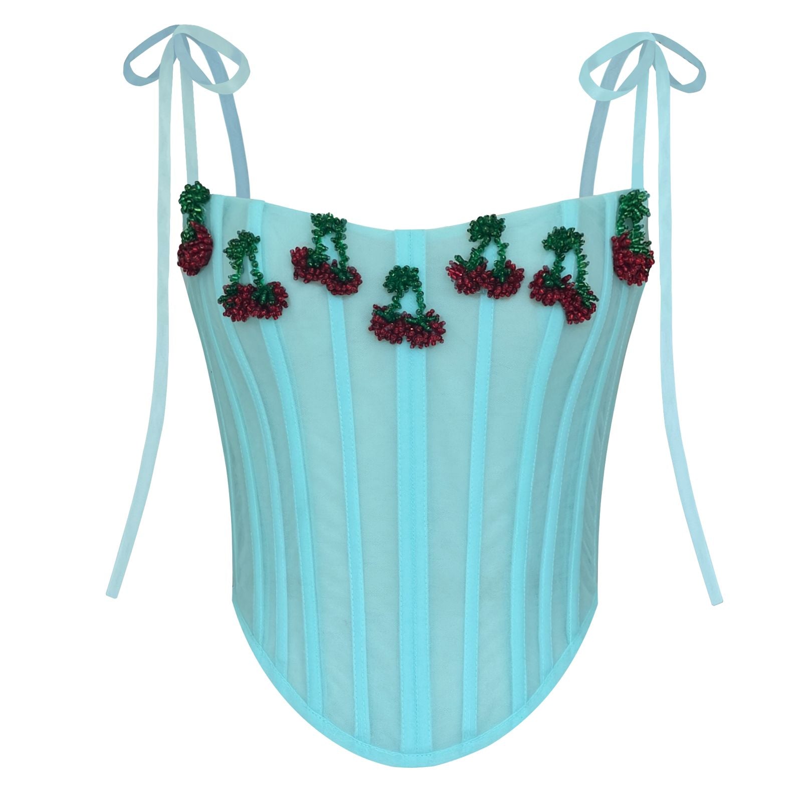 Blue corset with cherries