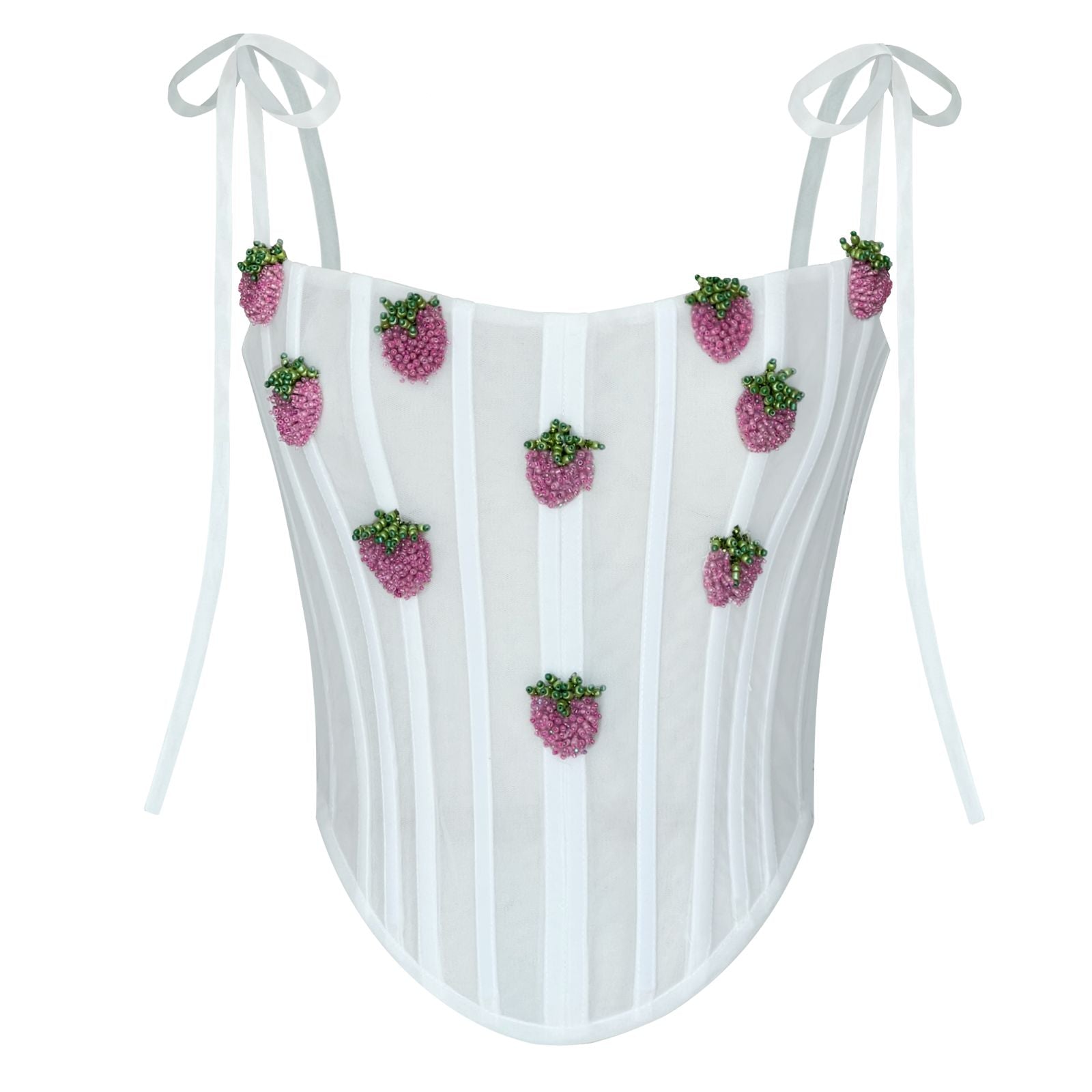 White corset with strawberries