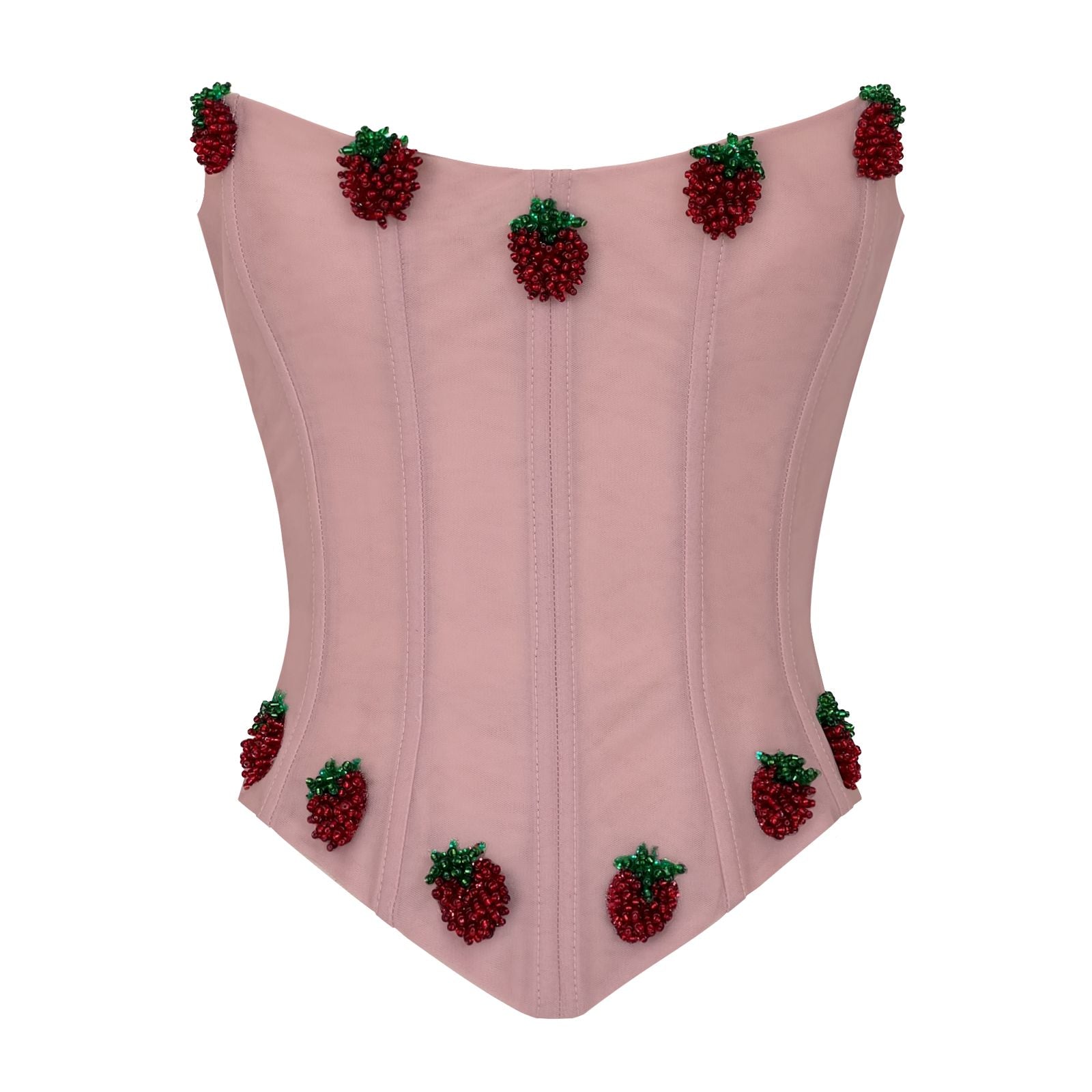 Pink corset with strawberries