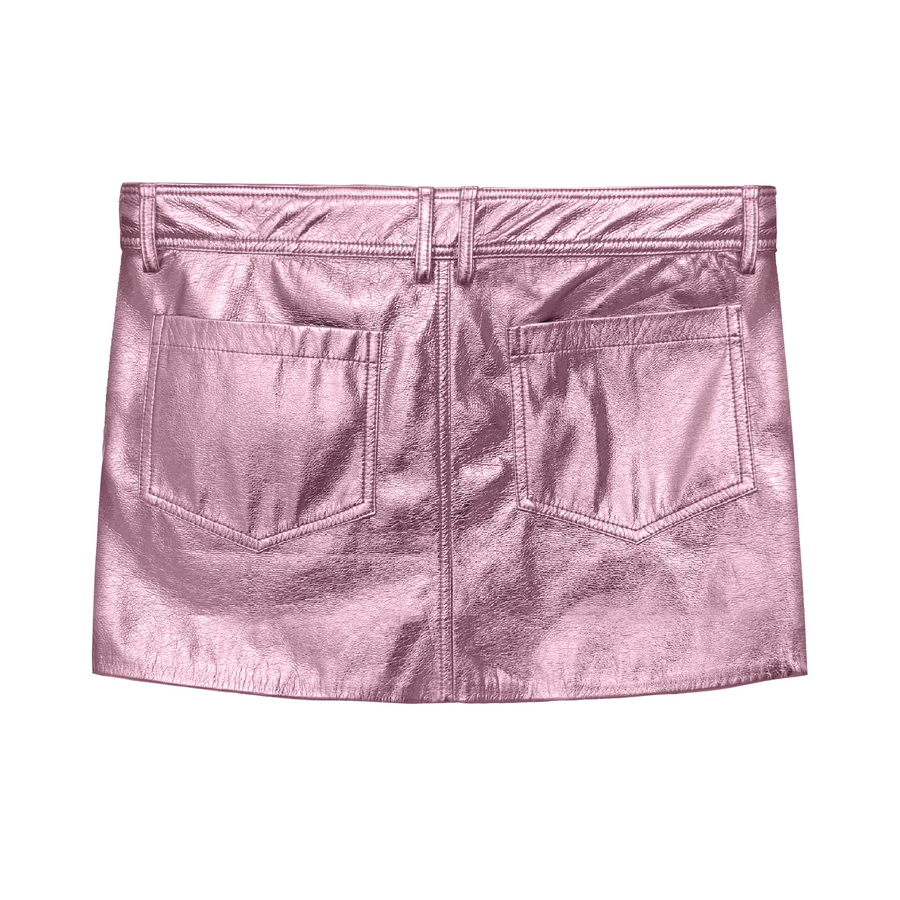 Pink Faux Leather Mini Skirt
