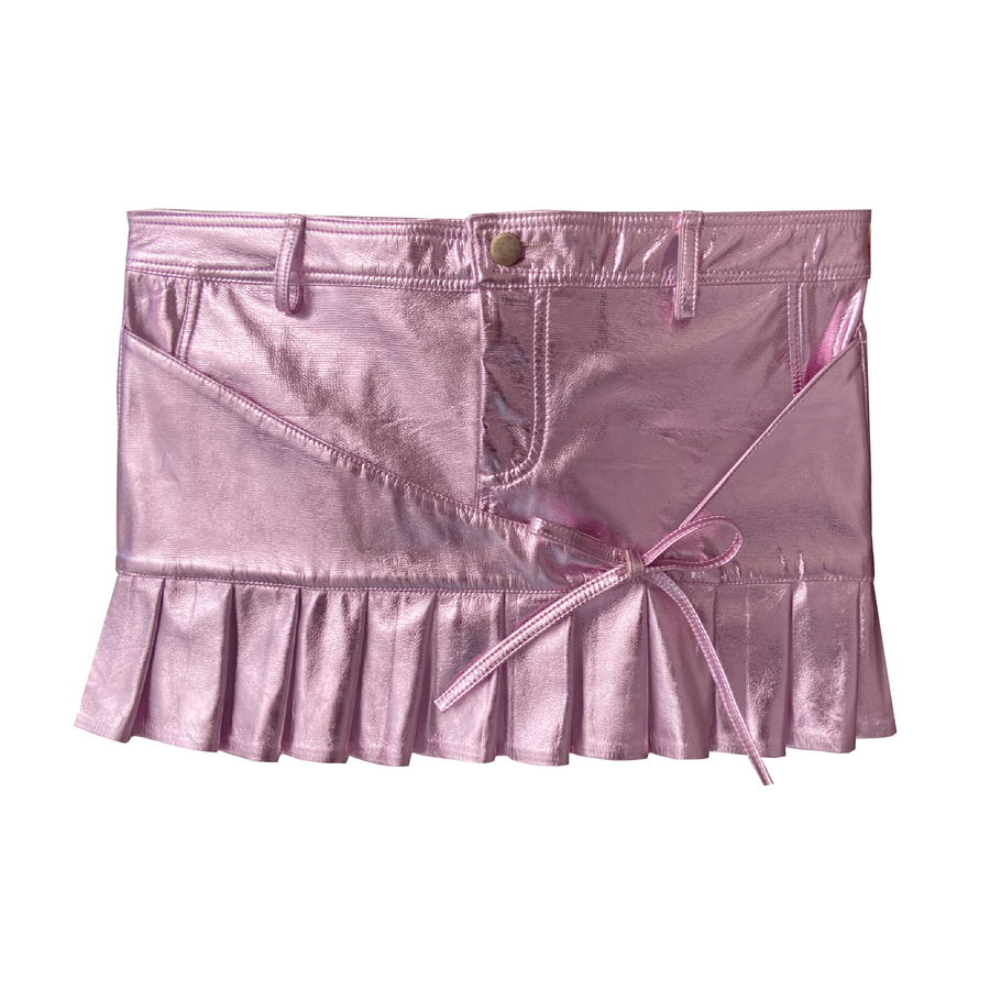 Pink Faux Leather Mini Skirt