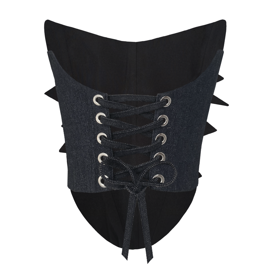 Denim grey corset with spikes