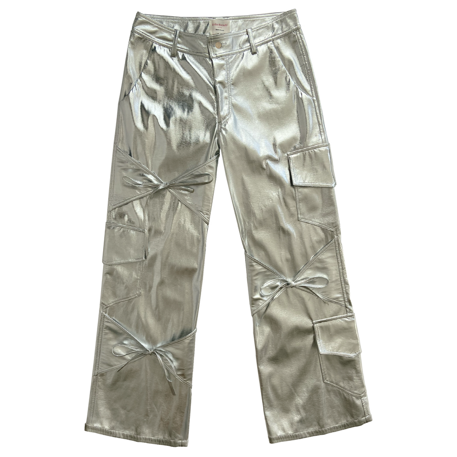 Silver pants with bows