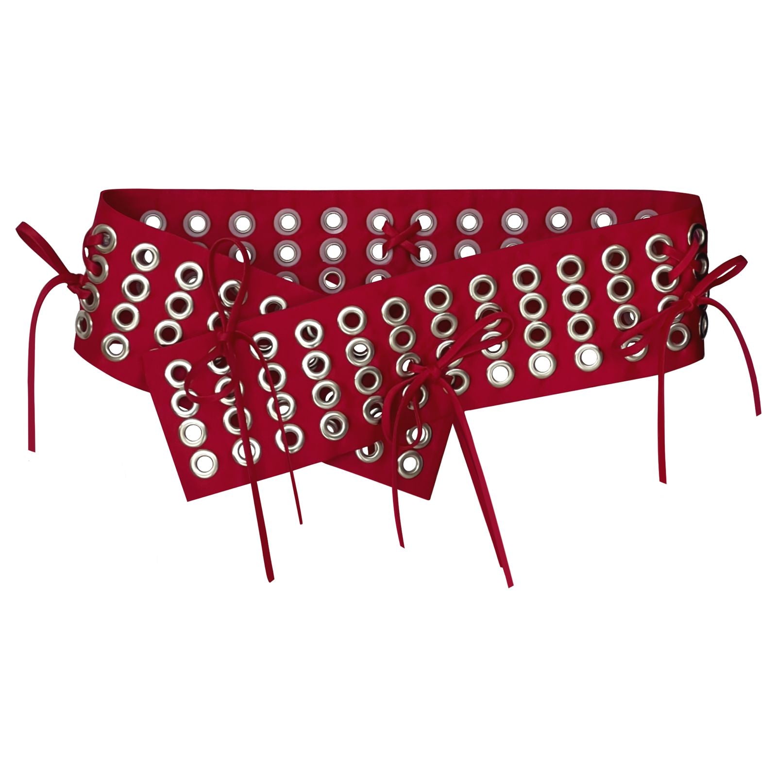 Red loop hole belt with laces