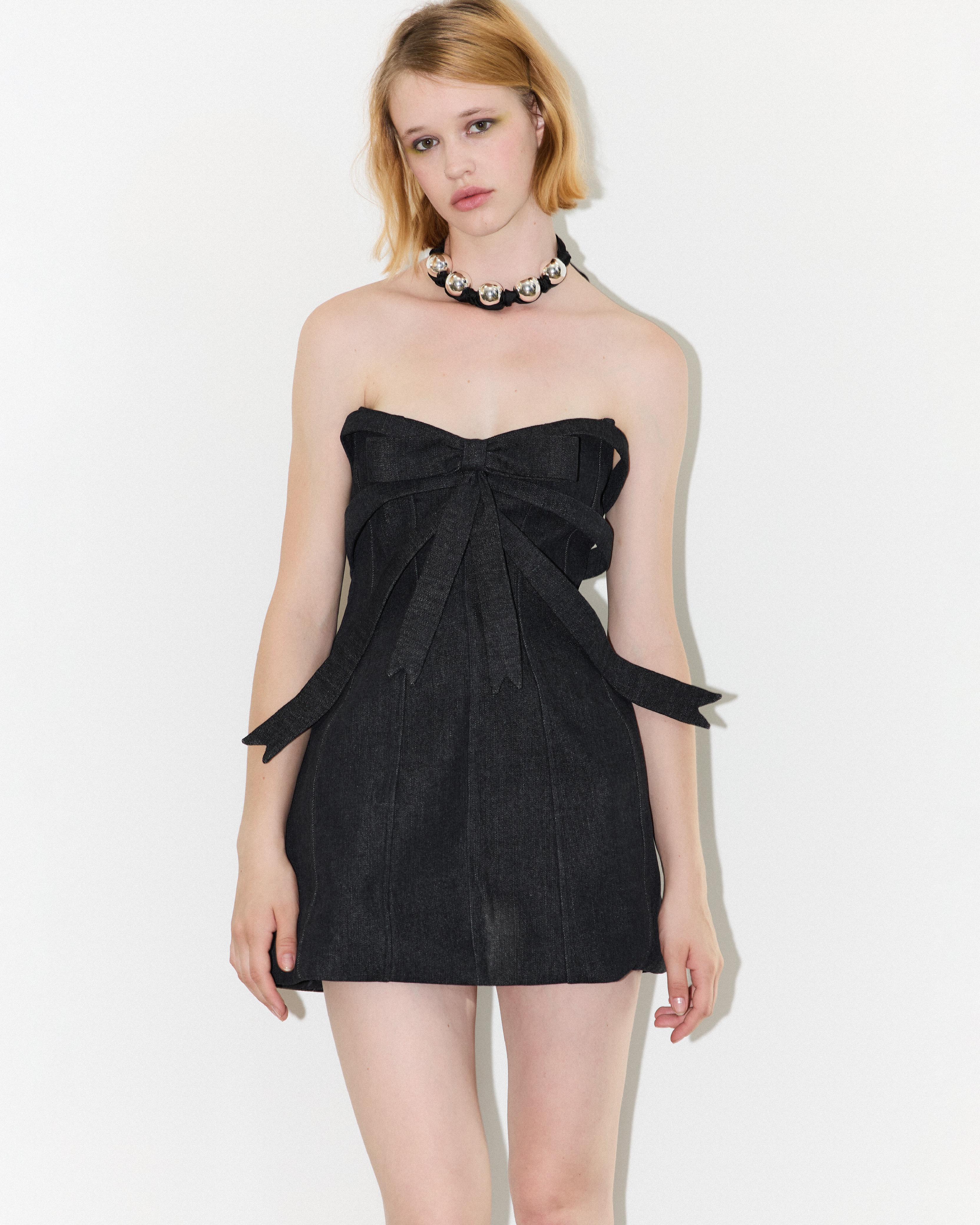 Black mini bow dress