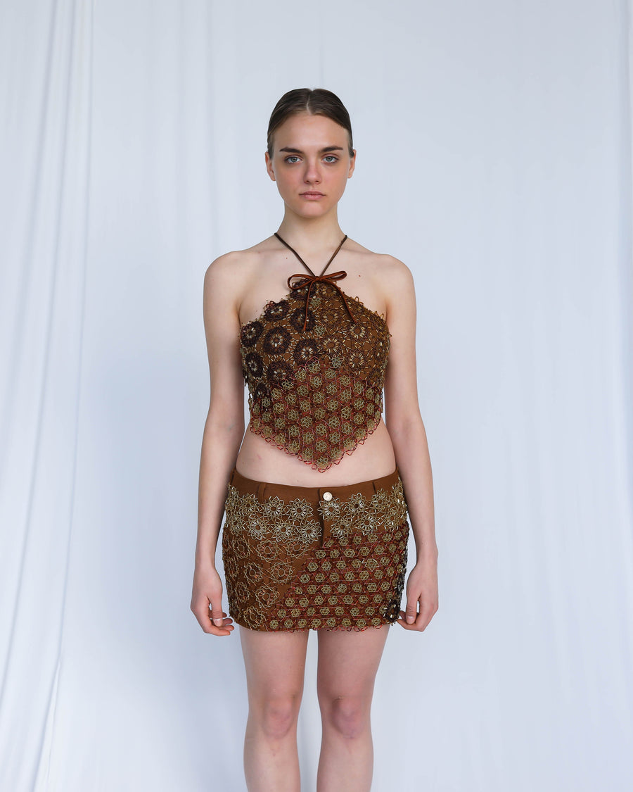 Brown Tentene Top & Skirt