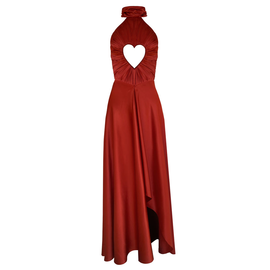 Maroon Heart Cutout Dress
