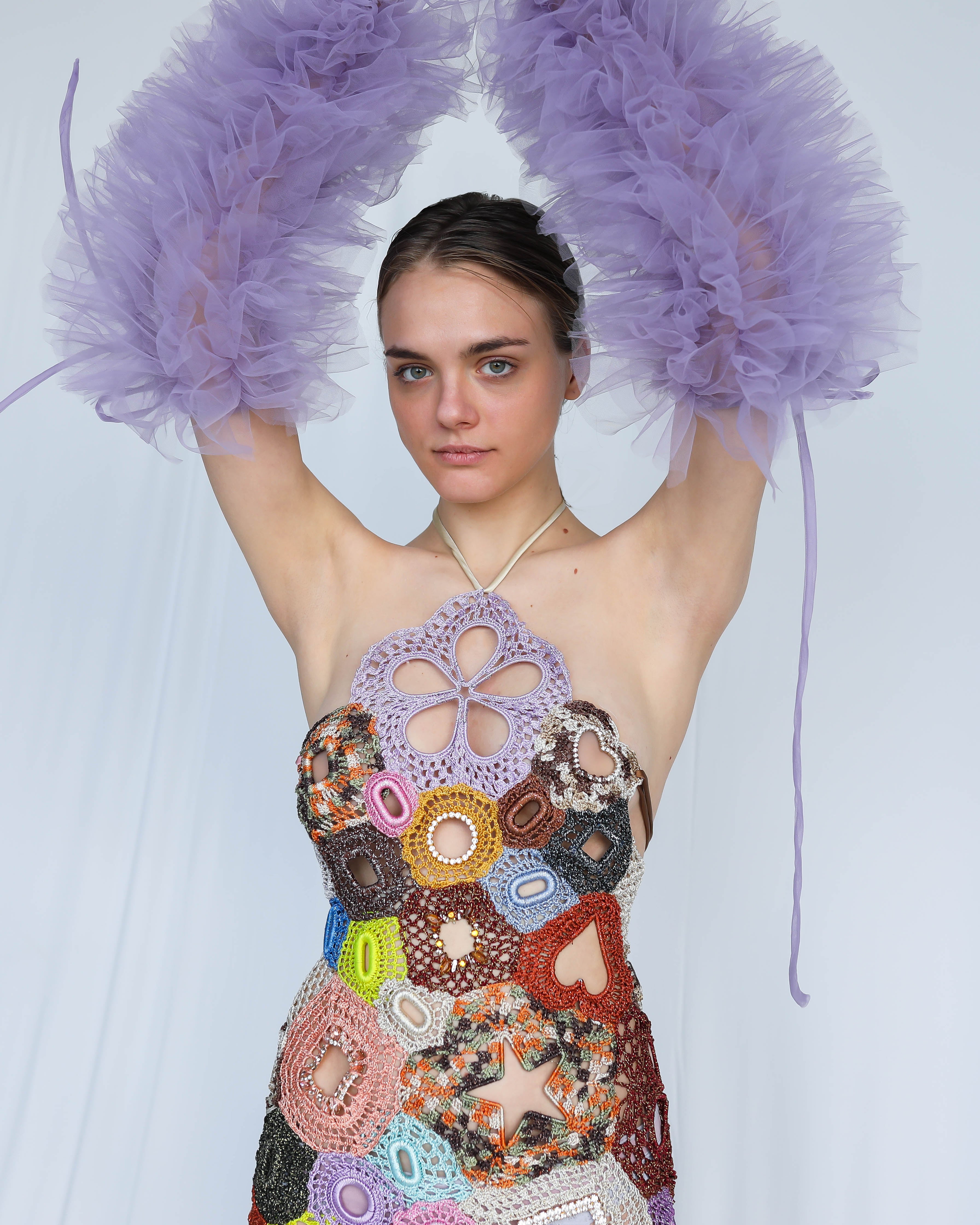 Crochet Crystal Mini Dress