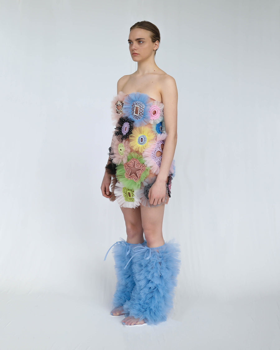 Crochet & Tulle Mini Dress