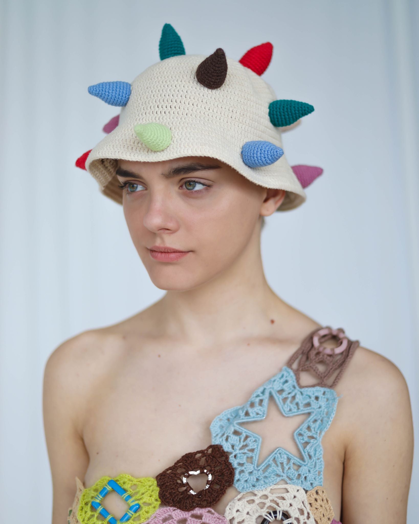 colorful crochet spike hat
