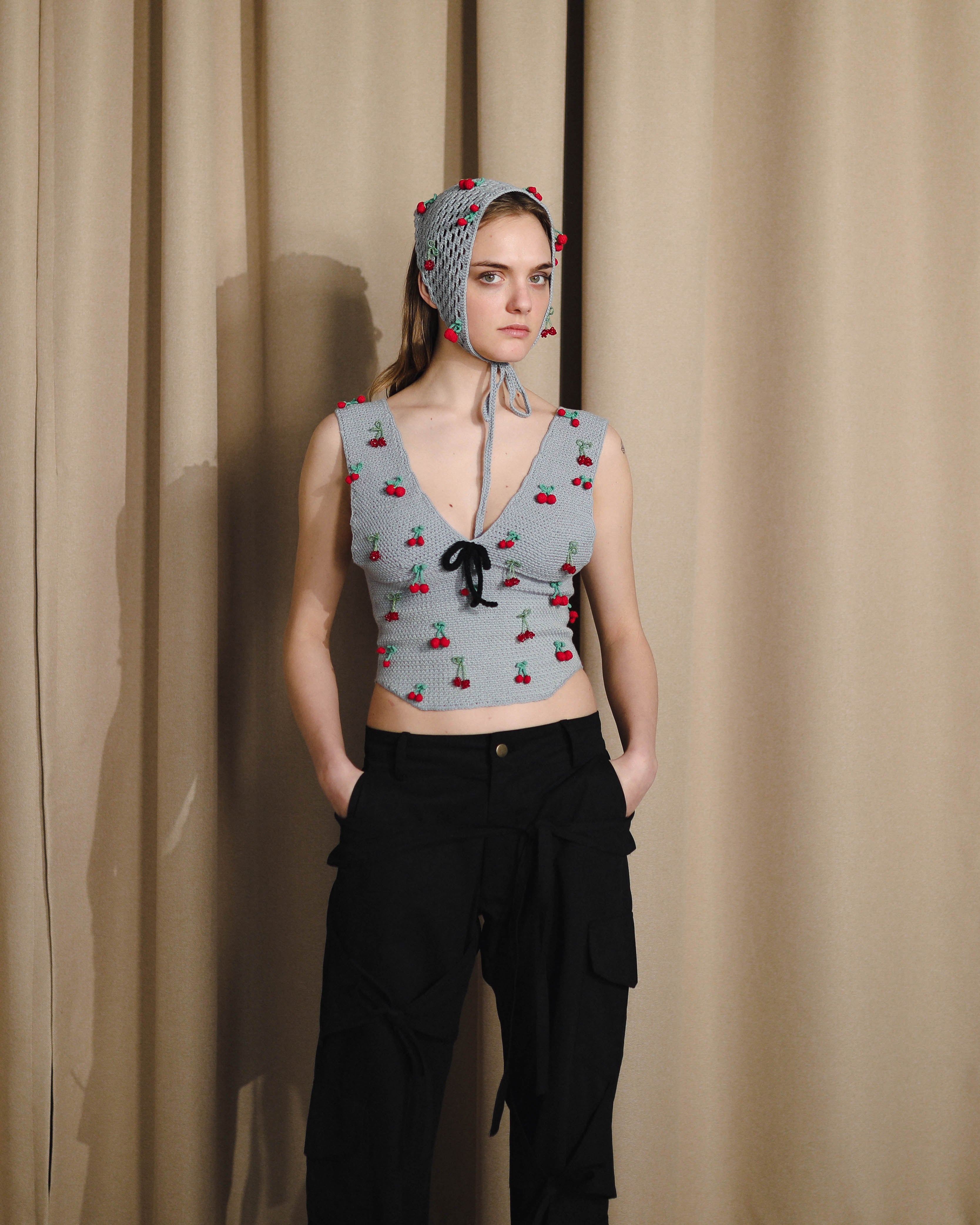 Beaded Crochet Cherries