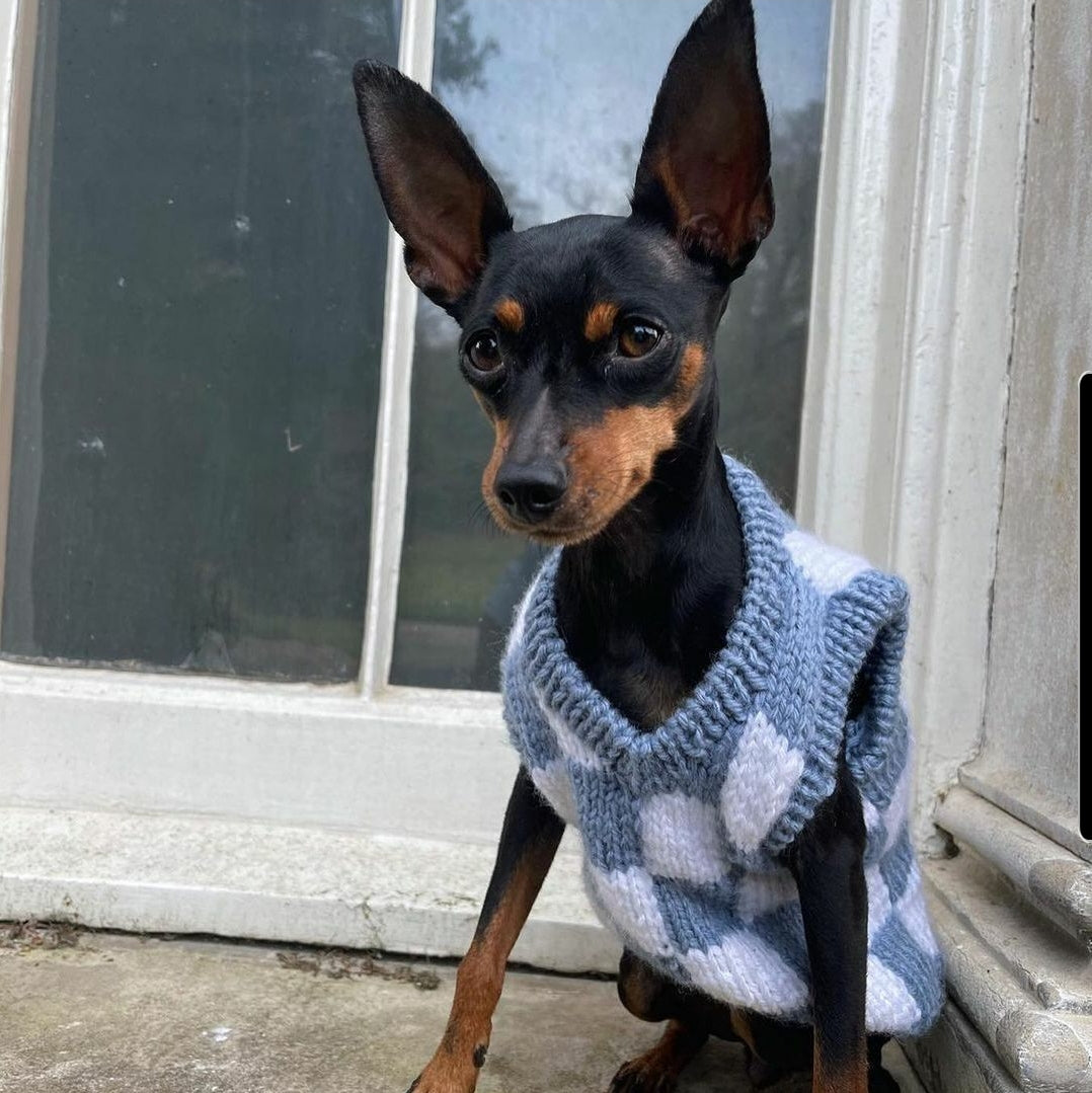 Checkered Knit Vest For Pets