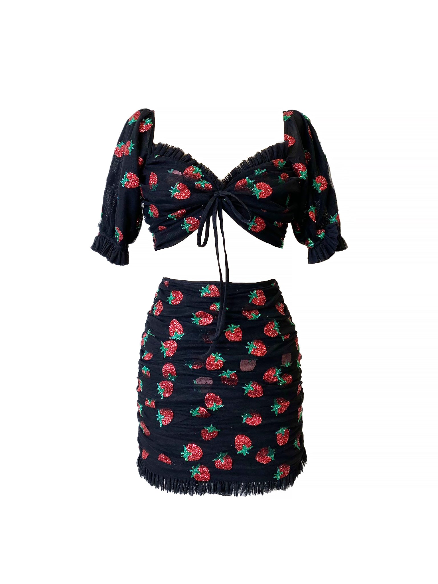 Strawberry Black Top and Skirt – Lirika Matoshi