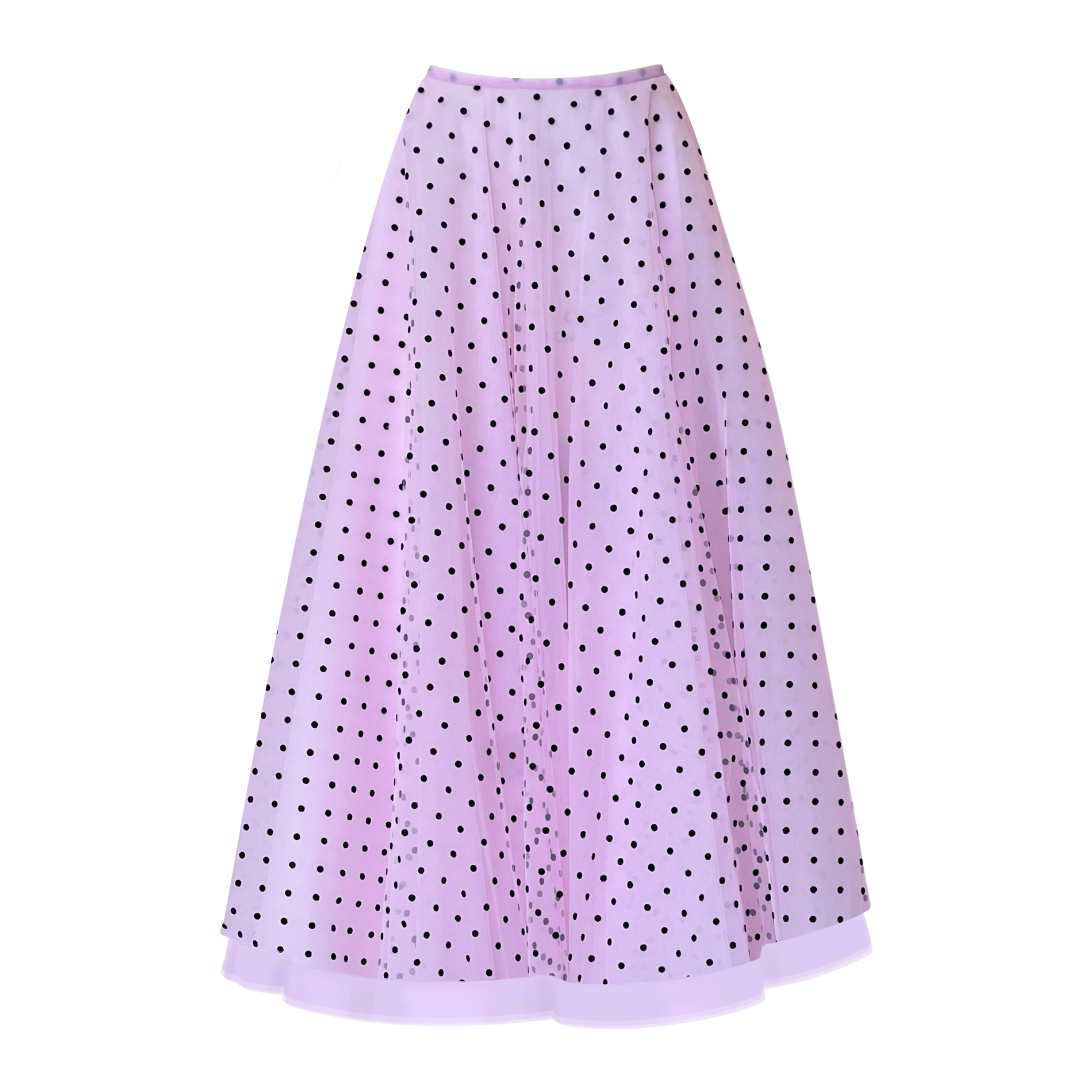 Pink midi skirt with polka dots
