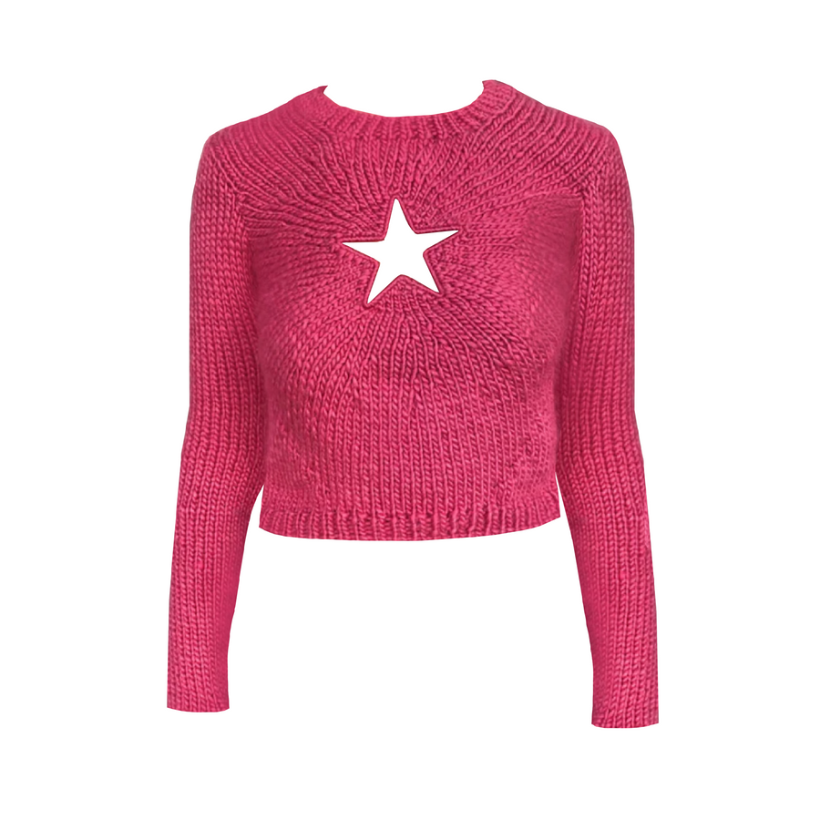 Superhero Knit Sweater Fuchsia
