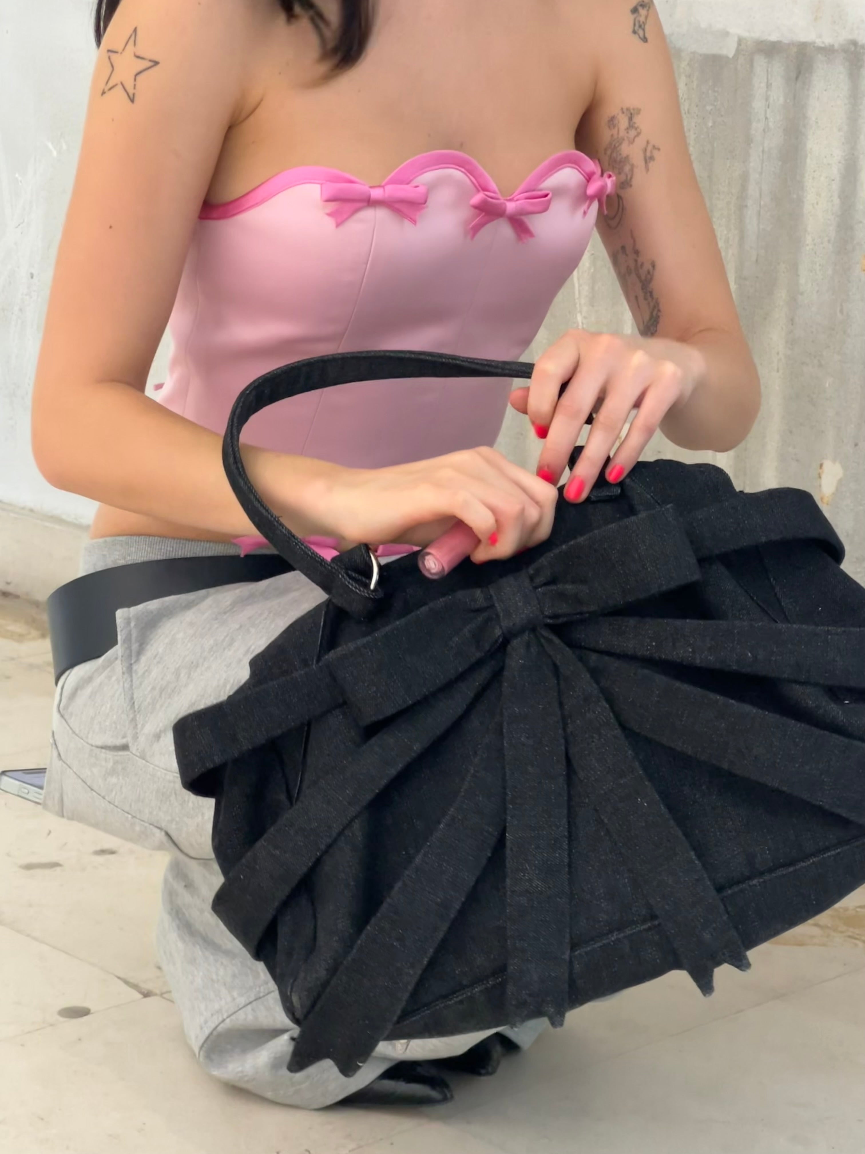 Bow Denim Bag