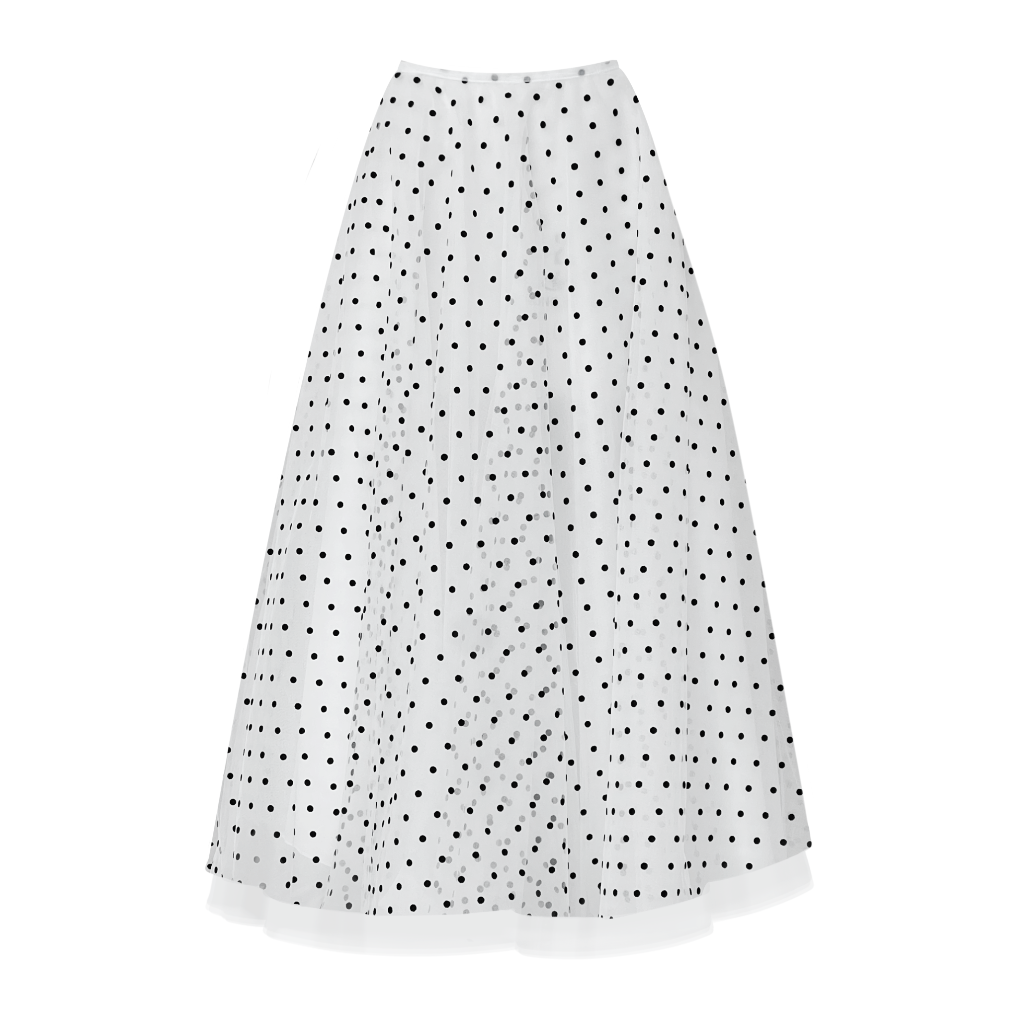 White midi skirt with polka dots