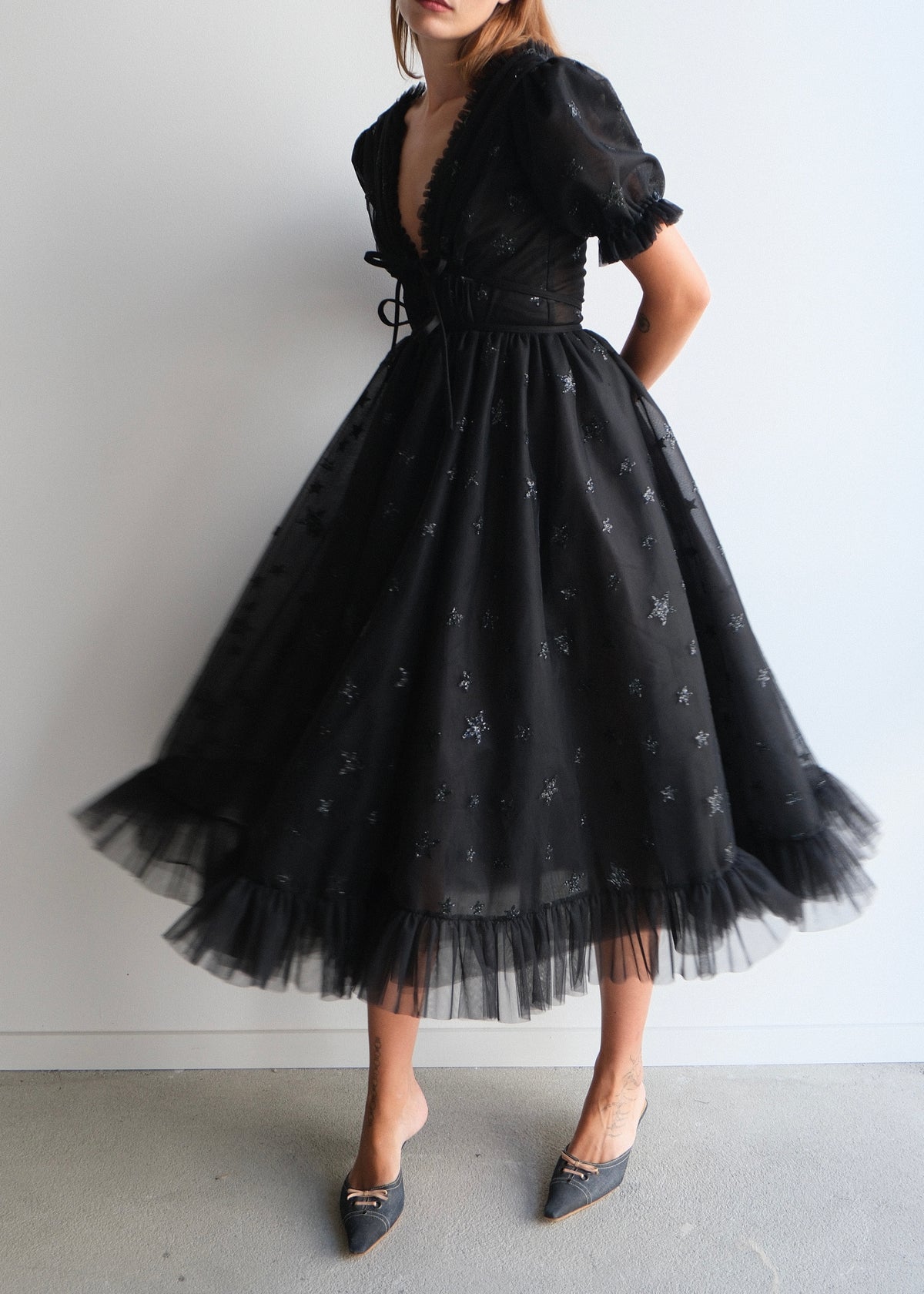 Black Starry Midi Dress