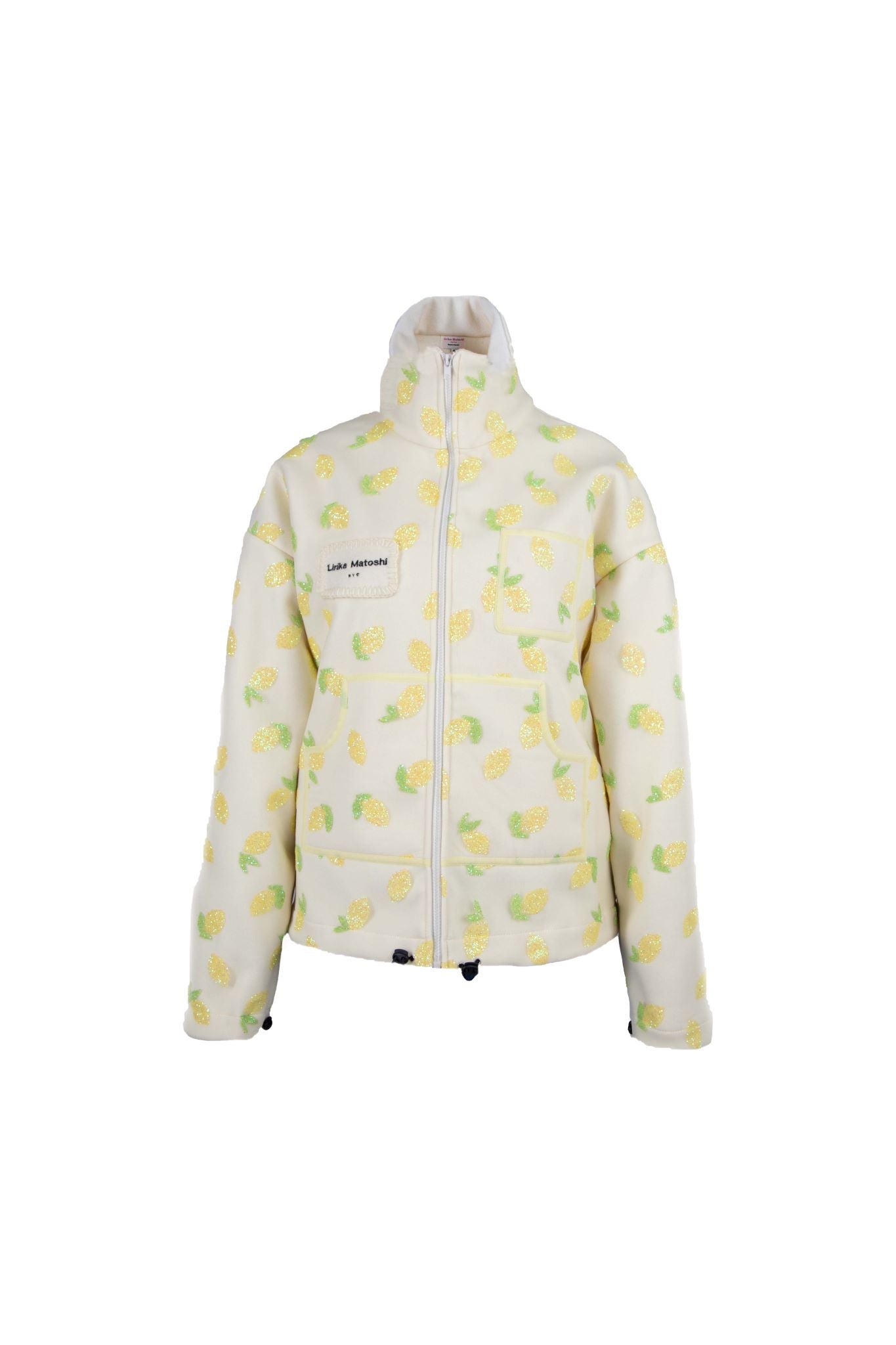 Yellow wool jacket with embroidered lemon