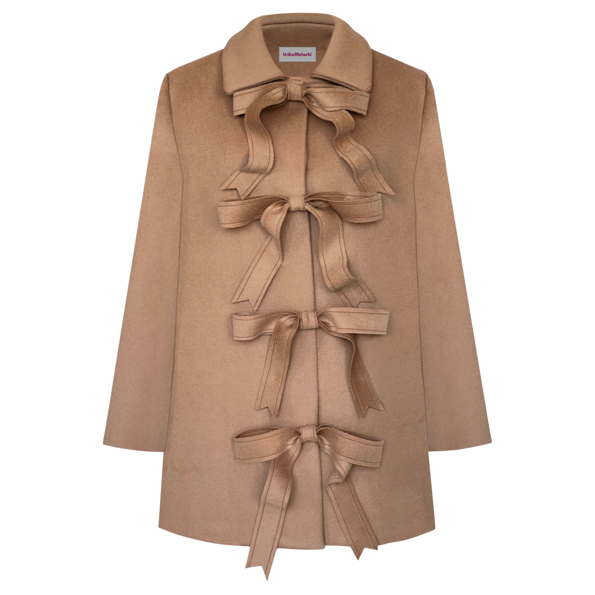 Brown coat with embroidered bow details