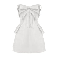 White Bow Mini Dress