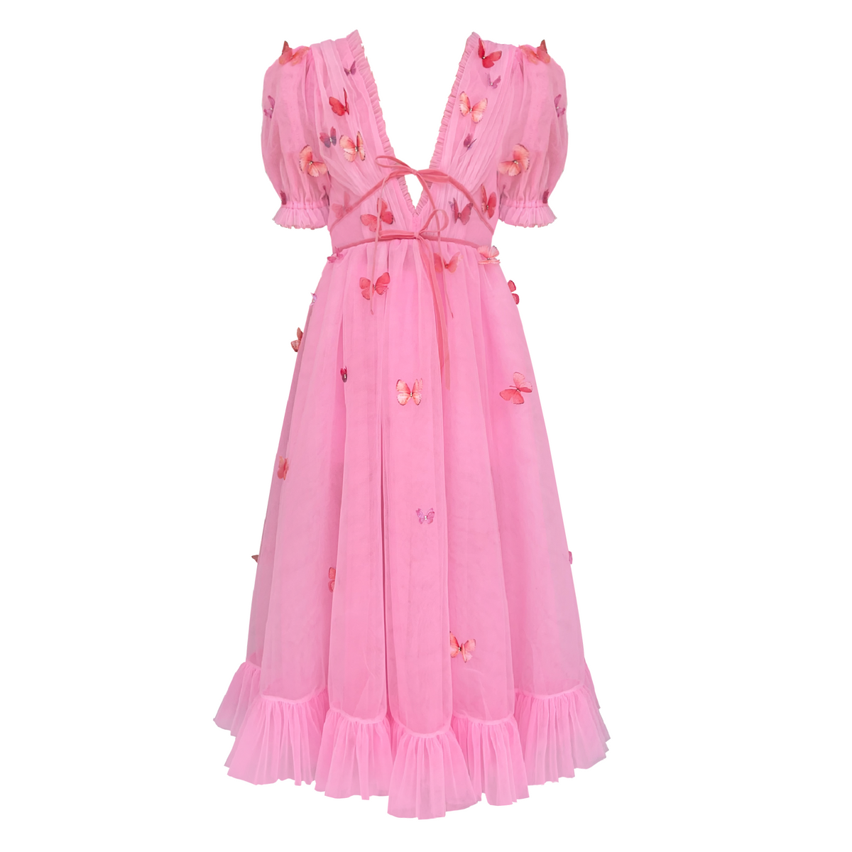 hot pink butterfly dress Long Butterfly Prom Dress with Mermaid Skirt Hot Pink / Small