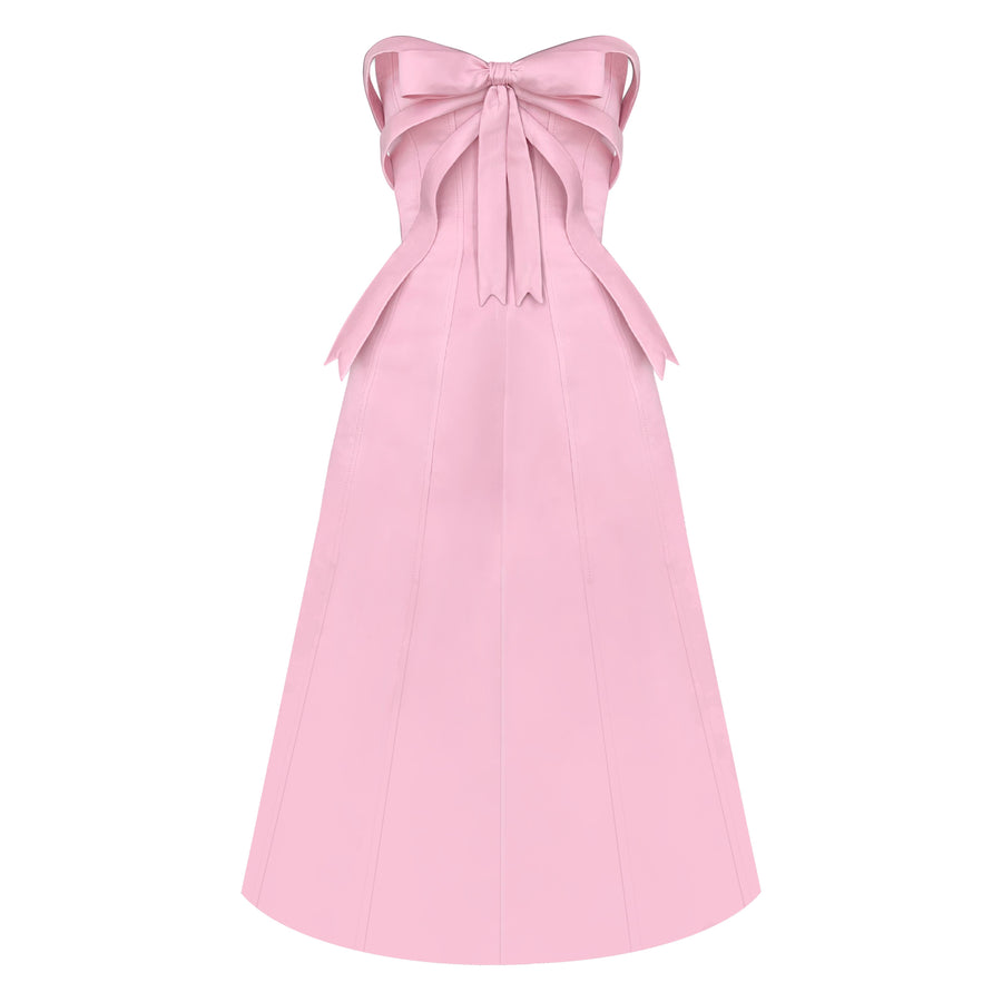 Pink bow midi dress