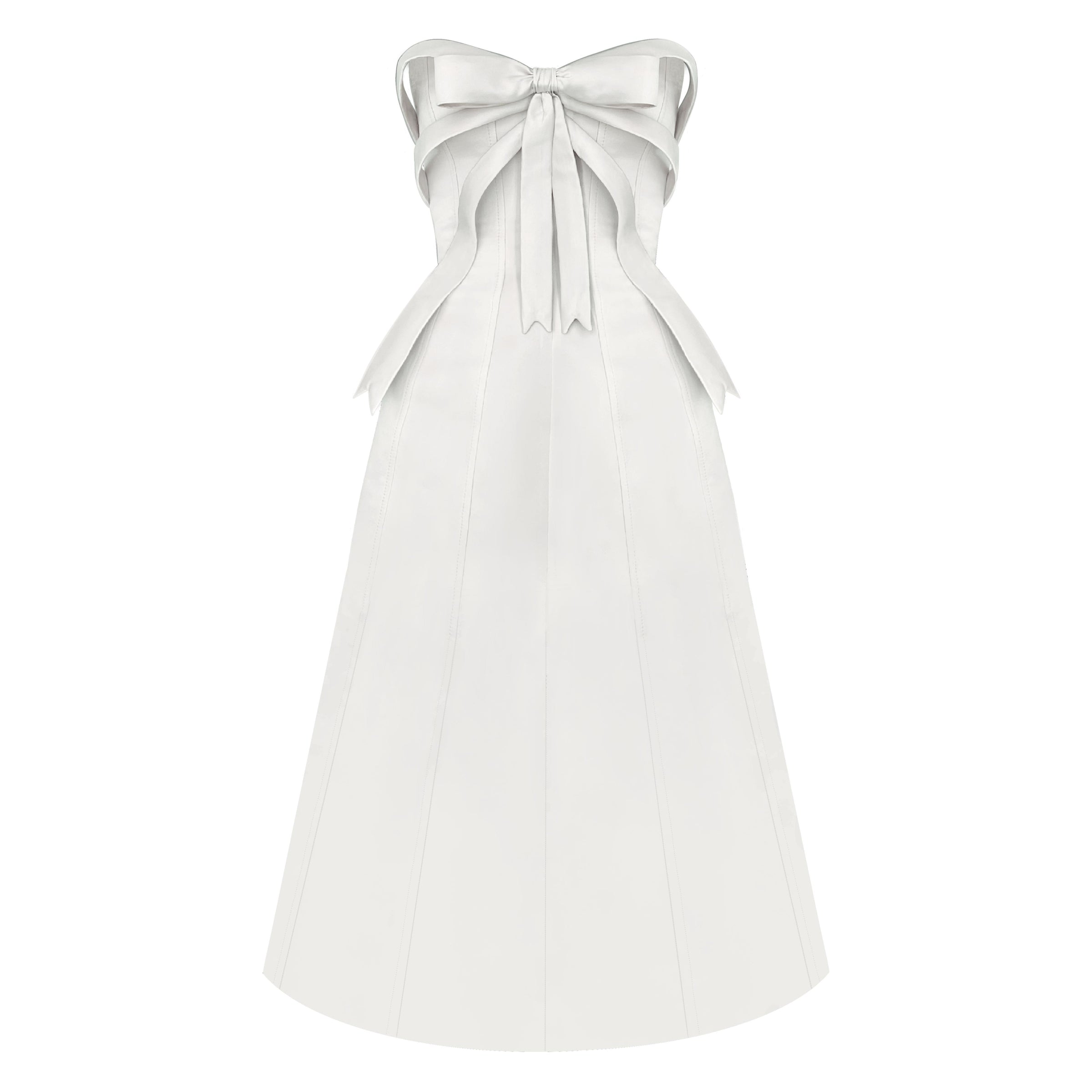 White Bow Midi Dress