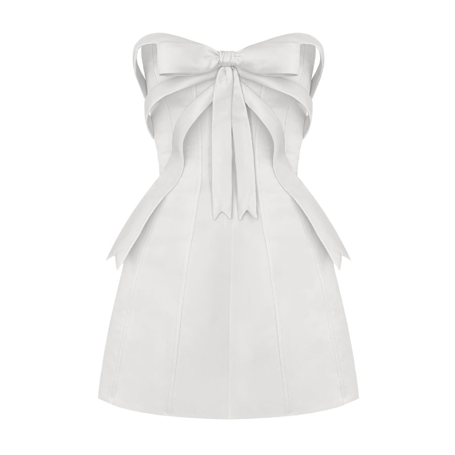 White mini bow dress