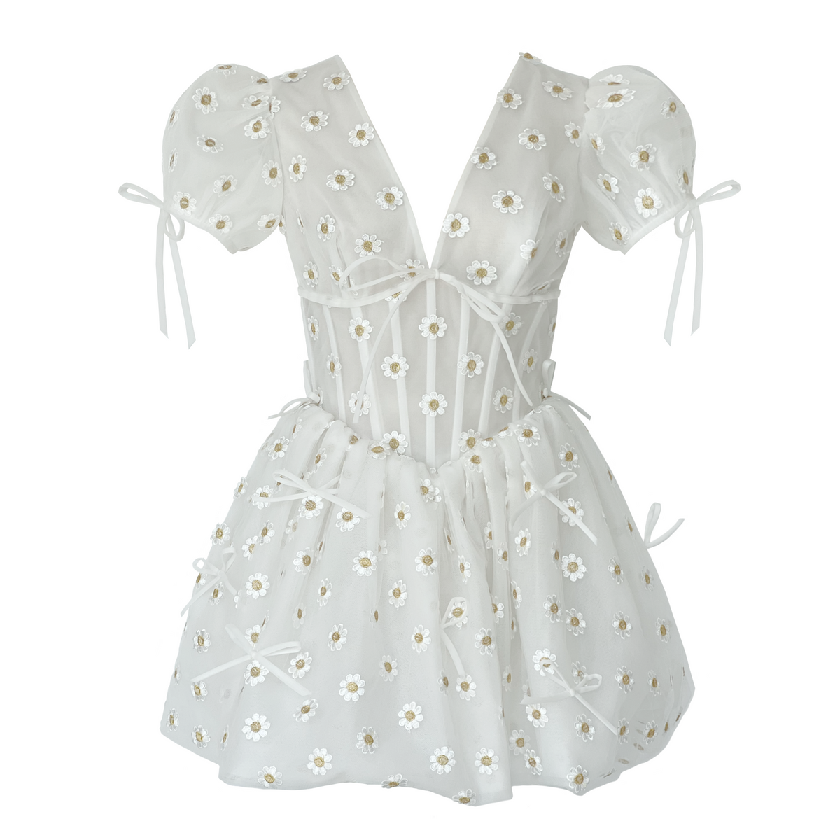 White Daisy Mini Dress
