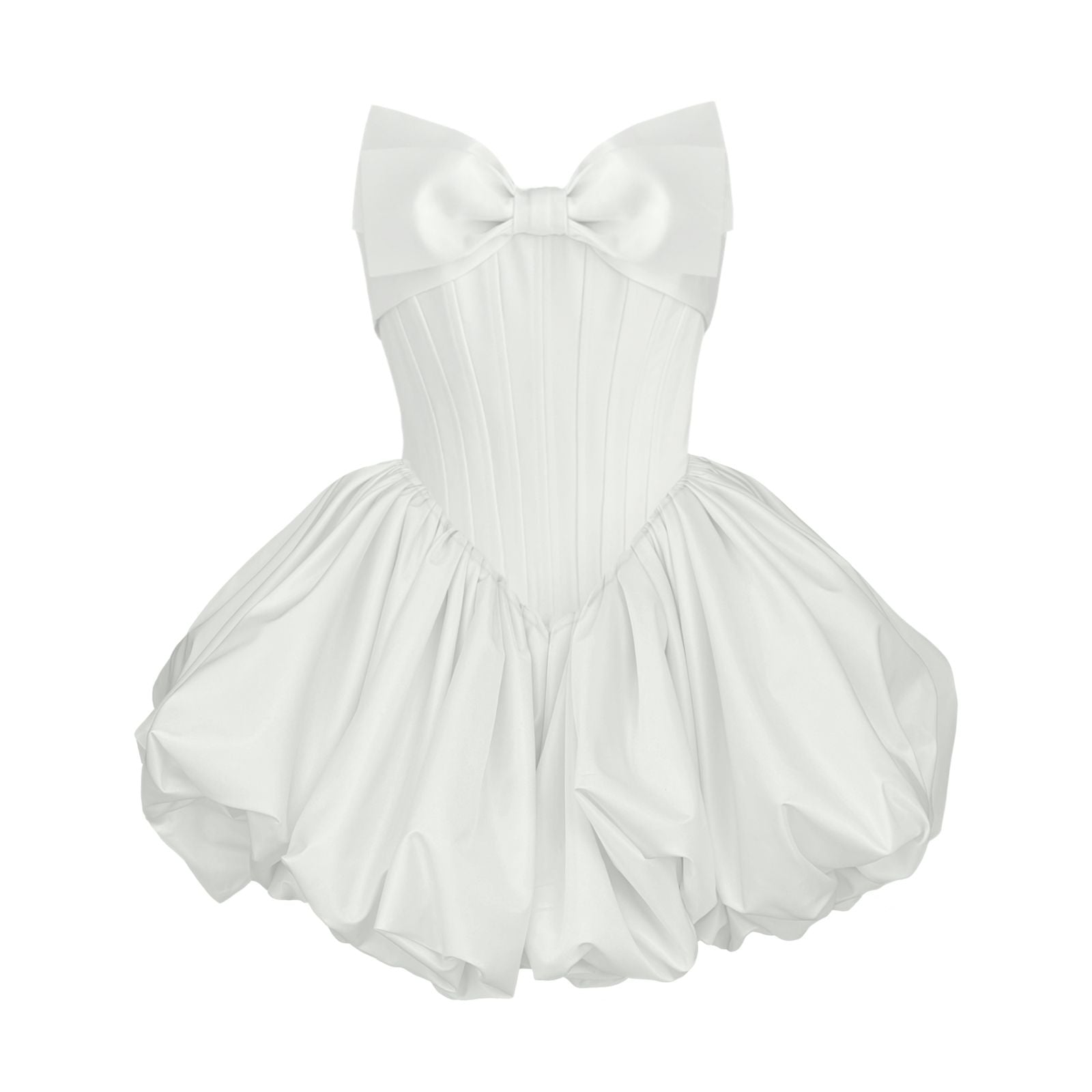 White A-Line mini dress with a large embroidered bow
